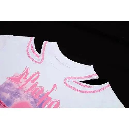 Japanese Brand Summer Letter Printed T-shirt Women Clothes Aesthetic Short Size ONE SIZE - 2 Thumbnail