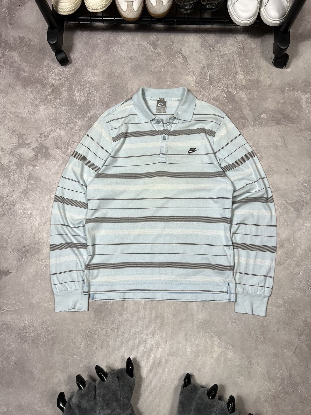 Vintage Vintage Nike Striped Y2k Rugby Long sleeve Size US S / EU 44-46 / 1 - 1 Thumbnail