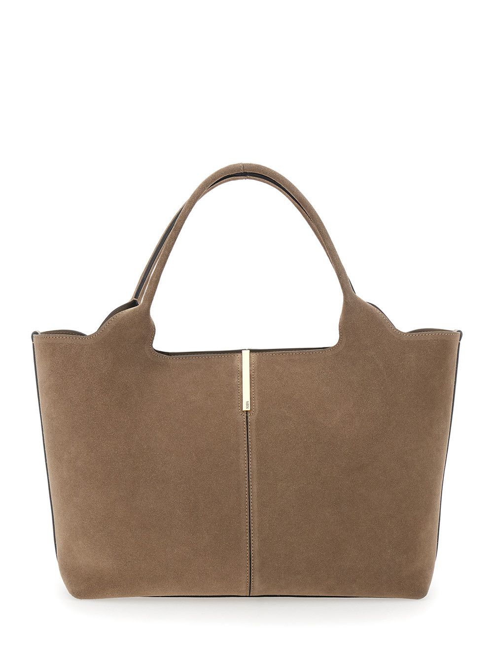 Tod's Beige 'Ebr' Tote Bag with Logo Plate on the Front and Contrast Stitching in Suede for Women Size ONE SIZE - 1 Thumbnail