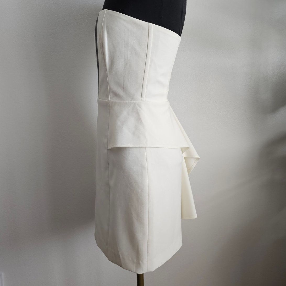 Mason's MASON Ivory Strapless Cocktail Mini Dress w/Lambskin 2 Size XS / US 0-2 / IT 36-38 - 2 Thumbnail