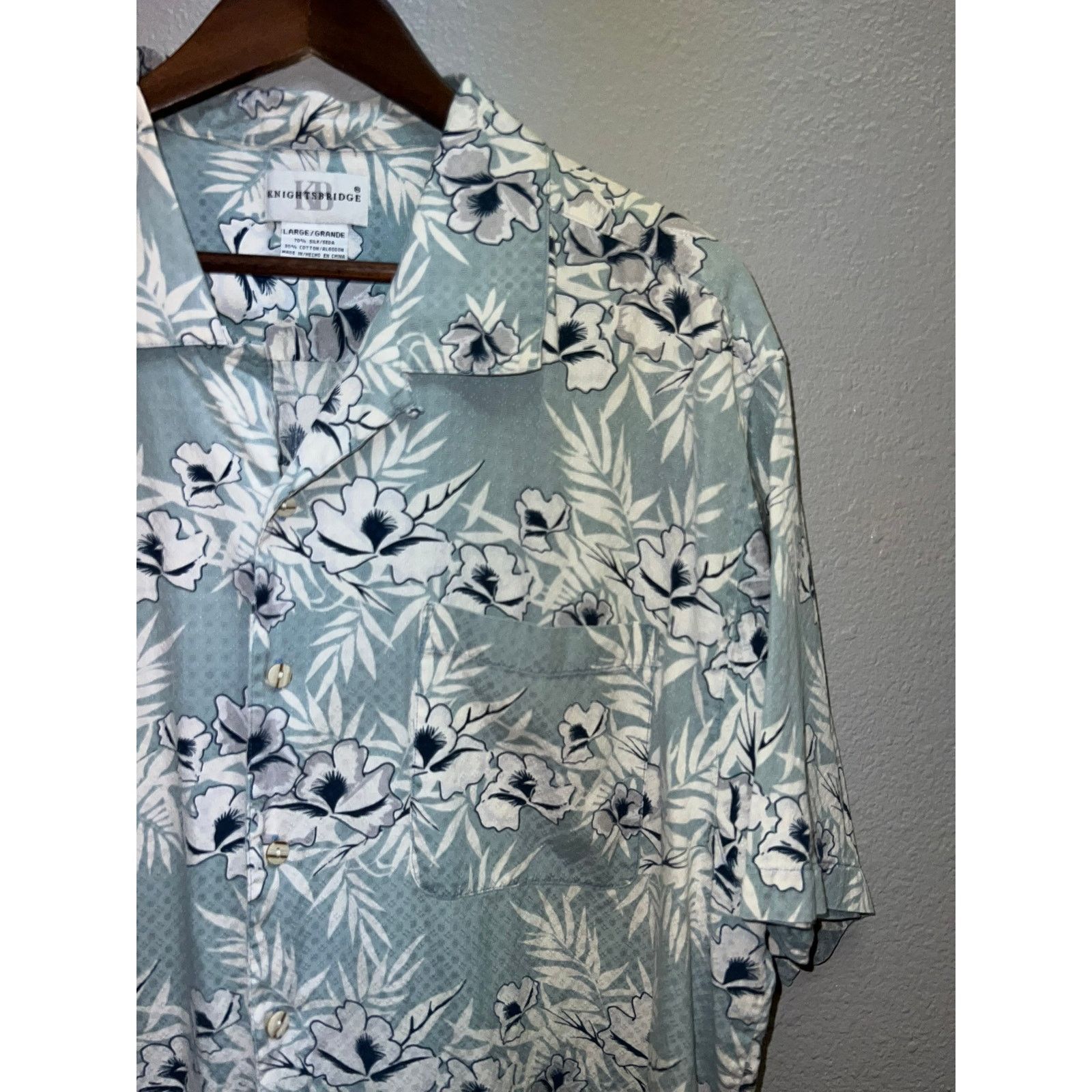 Vintage Knightsbridge Button Down Shirt Floral Green Mens Large Size US L / EU 52-54 / 3 - 2 Thumbnail
