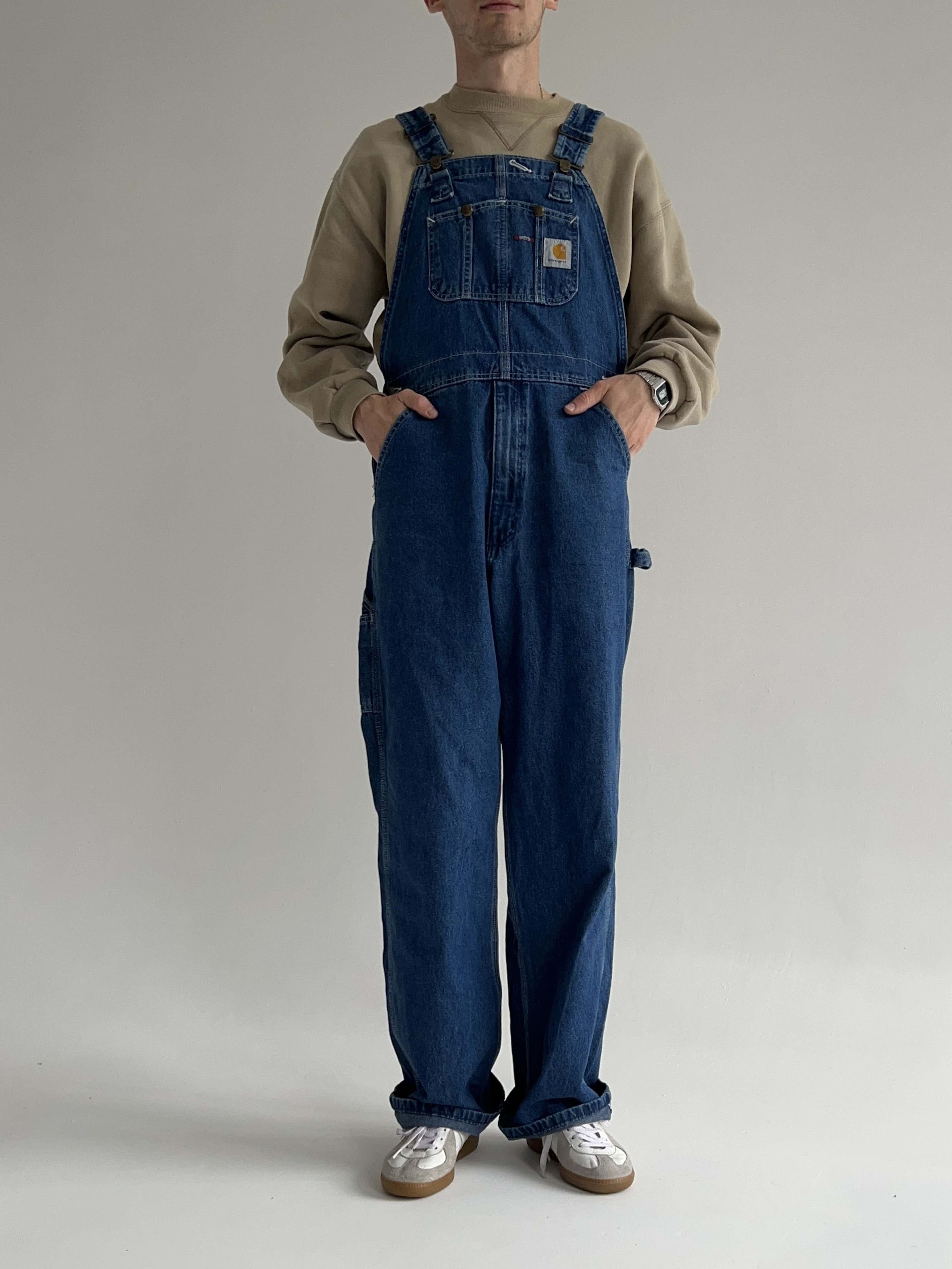 image of Carhartt Denim Bib Overall in Washed Denim, Men's (Size 34)