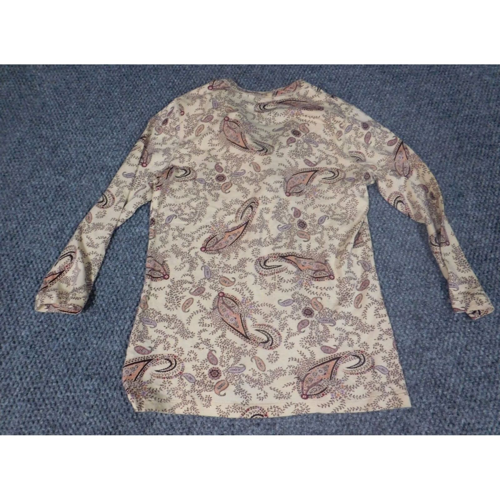 Chaps Chaps Blouse XS Womens Beige Floral Pullover Top Long Sleeve Round Neck Casual Cotton Rayon Shirt Size XS / US 0-2 / IT 36-38 - 7 Thumbnail