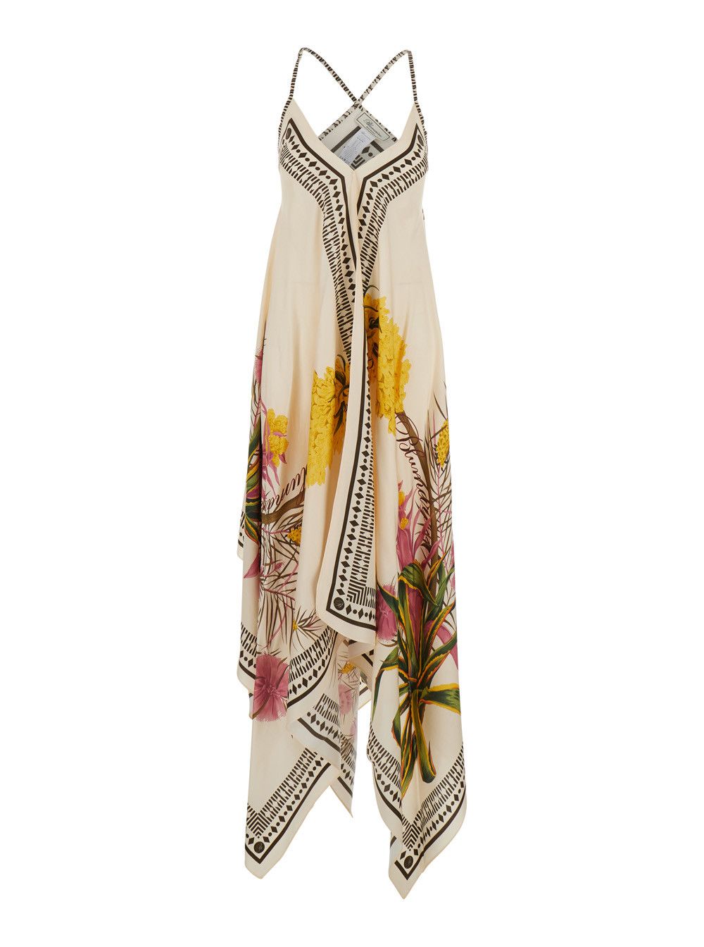 Blumarine Long Dress with Thin Straps and All-Over Floral Print in Multicolor Twill for Women Size M / US 6-8 / IT 42-44 - 1 Thumbnail