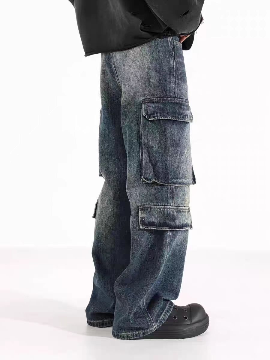 Designer × Jean × Vintage Washed and distressed workwear Y2K baggy jeans Size US 28 / EU 44 - 4 Thumbnail
