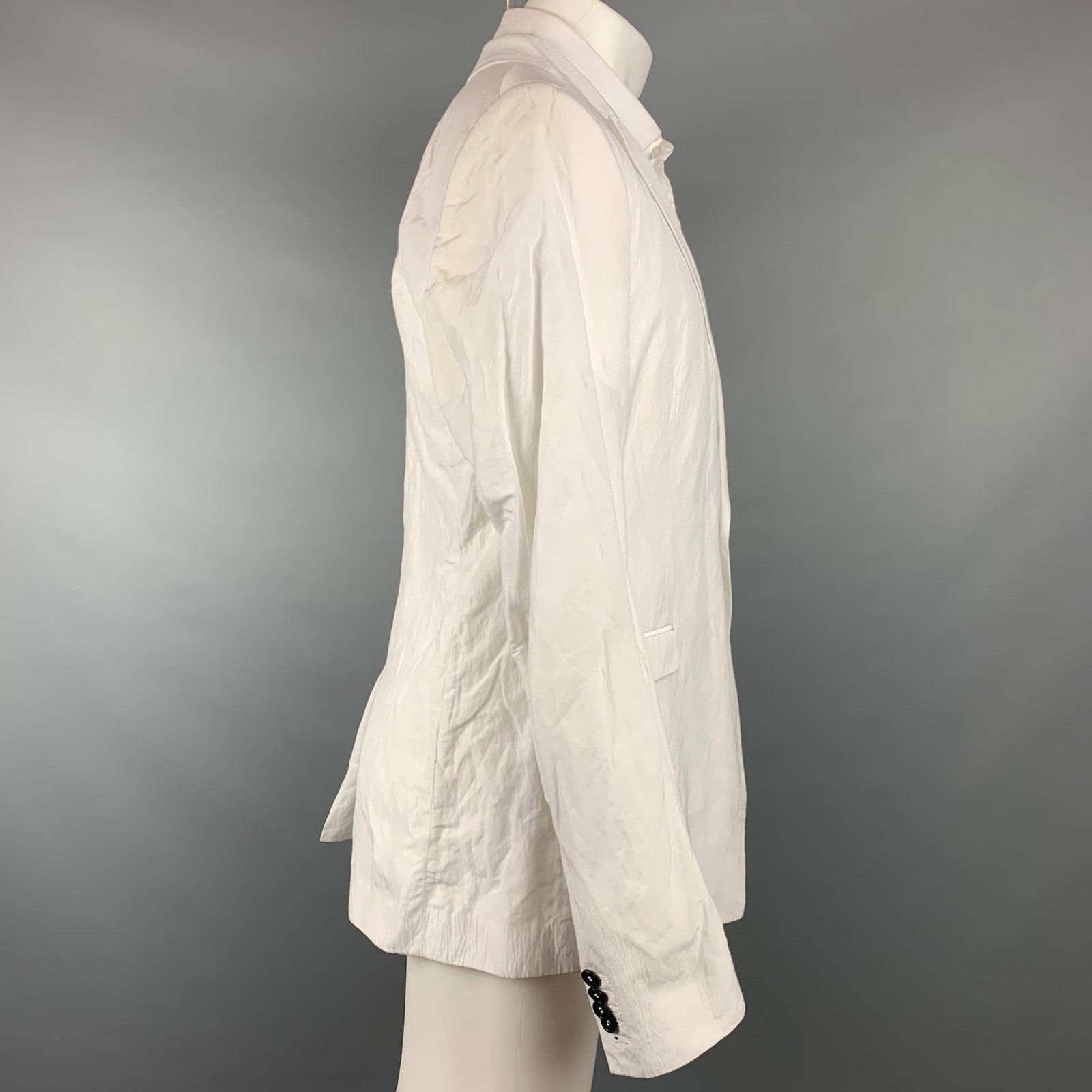 Unconditional UNCONDITIONAL White Wrinkled Acetate / Viscose Sport Coat Size 46R - 2 Thumbnail