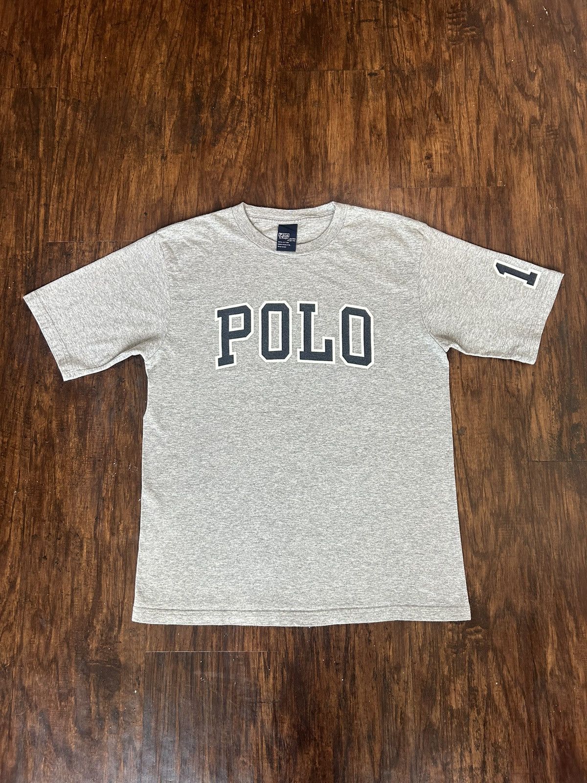 Polo Ralph Lauren Vintage Polo Ralph Lauren “Polo” Text Grey T-Shirt Size XS / US 0-2 / IT 36-38 - 1 Thumbnail