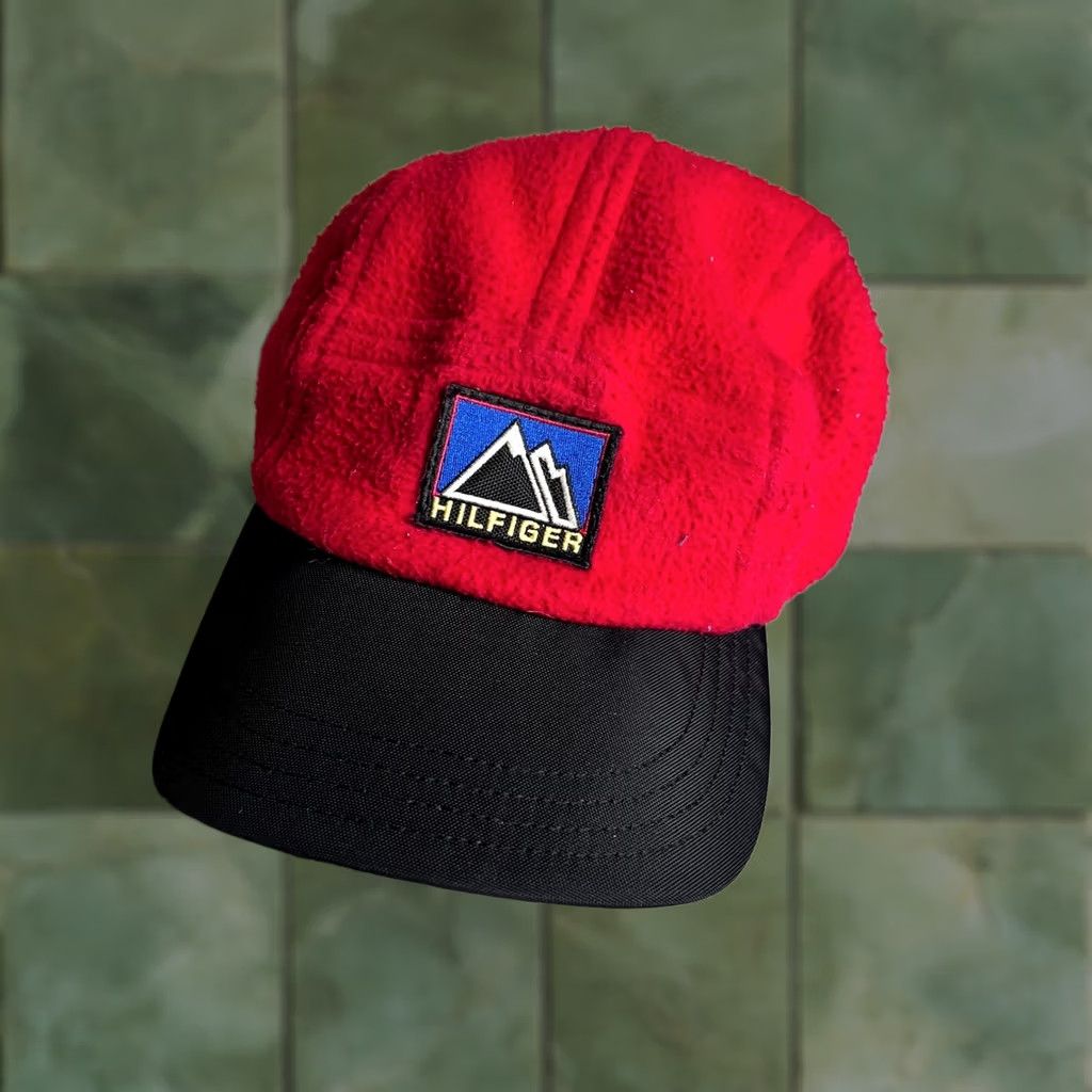 Tommy Hilfiger VINTAGE Tommy Hilfiger Expedition Hat Cap Fleece 5 Panel Red Black Made in USA Mens Size US M / EU 48-50 / 2 - 1 Thumbnail