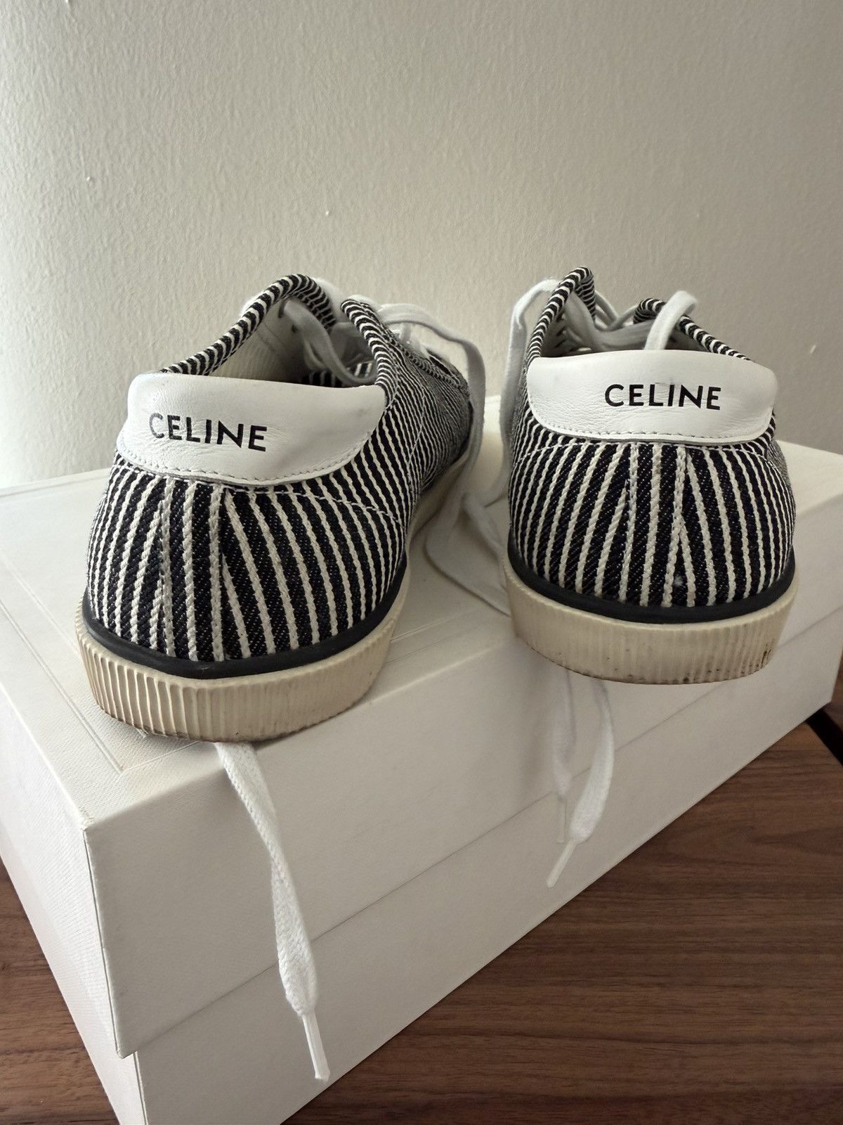 Celine CELINE - BLACK/WHITE STRIPE SNEAKERS - HEDI SLIMANE Size US 8 / EU 41 - 3 Thumbnail