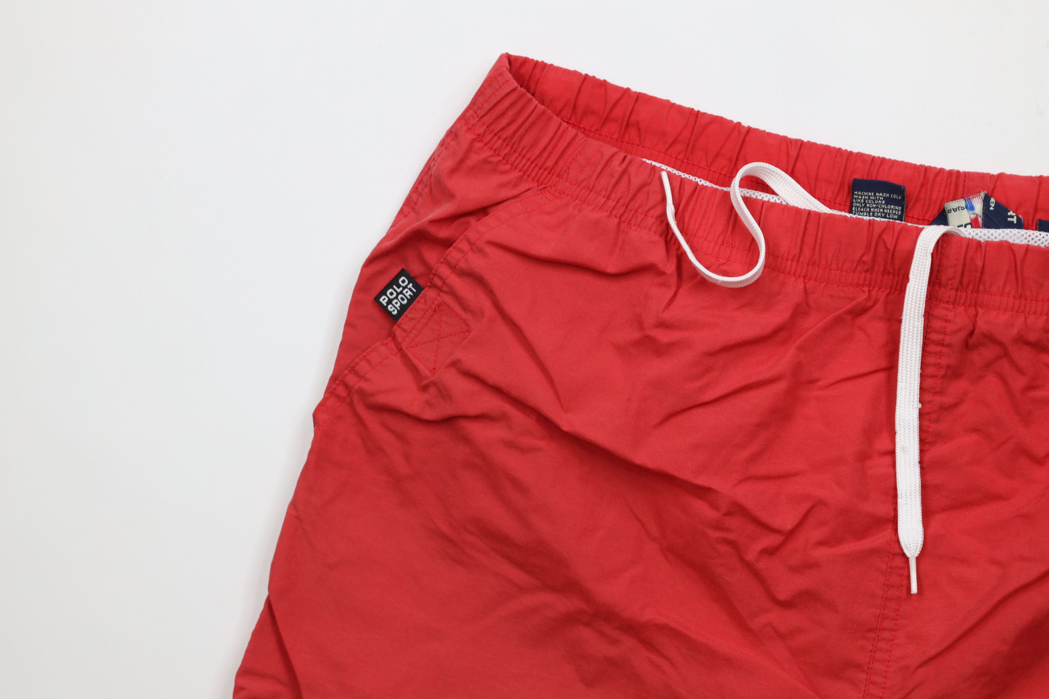 Ralph Lauren × Vintage Vintage 90s Polo Sport Ralph Lauren Flag Lined Shorts Red Size US 34 / EU 50 - 7 Thumbnail