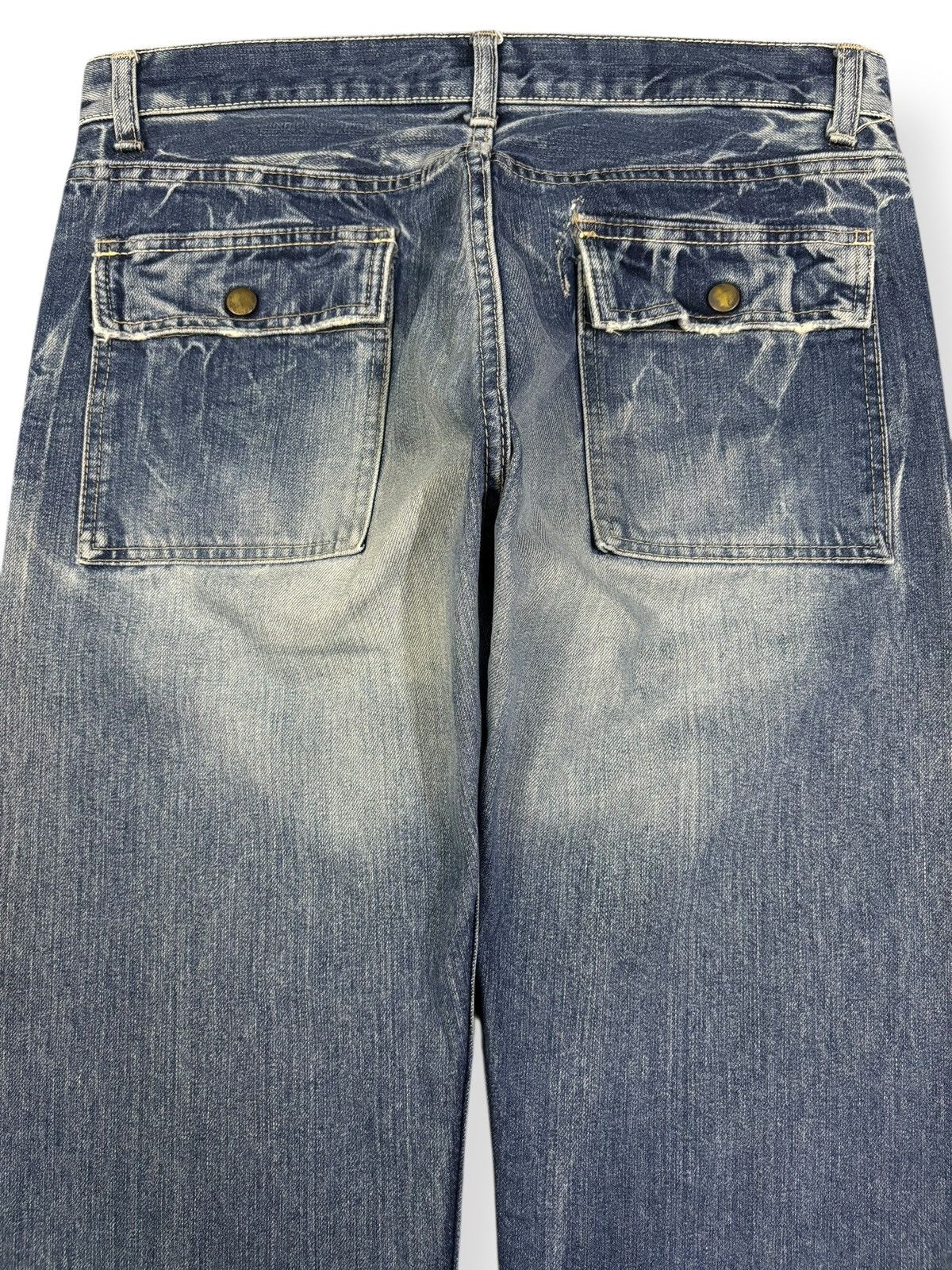 Japanese Brand Vintage 90s Eternal Union Made Cracked Wash Bush Denim Pants Size US 31 - 10 Thumbnail