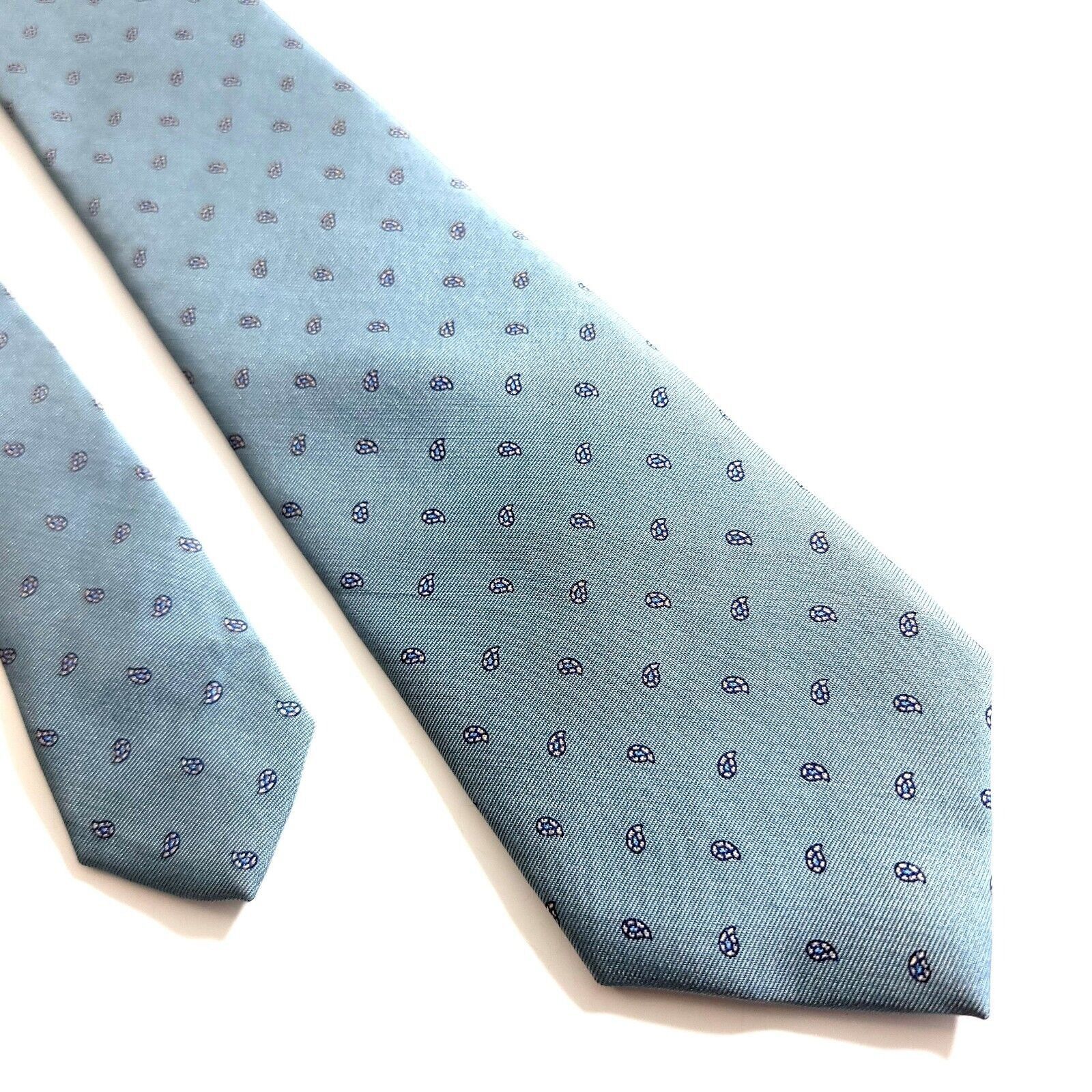 Bert Pulitzer Bert Pulitzer USA Paisley Print Blue Short Skinny Silk Tie Size ONE SIZE - 1 Thumbnail