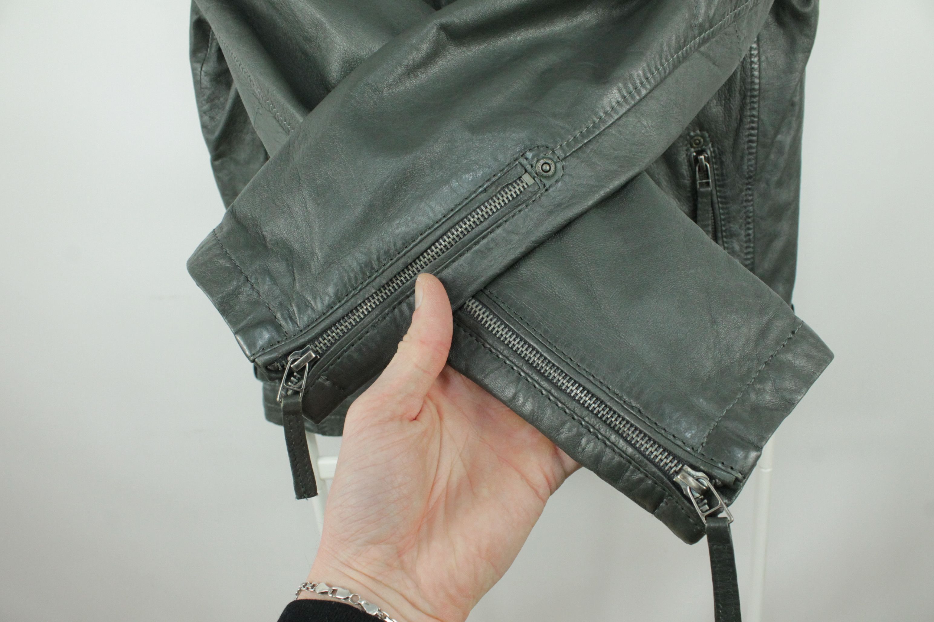 Gypsy Gipsy Men's Chester Legv Slim Fit Leather Jacket Gray Size US M / EU 48-50 / 2 - 4 Thumbnail