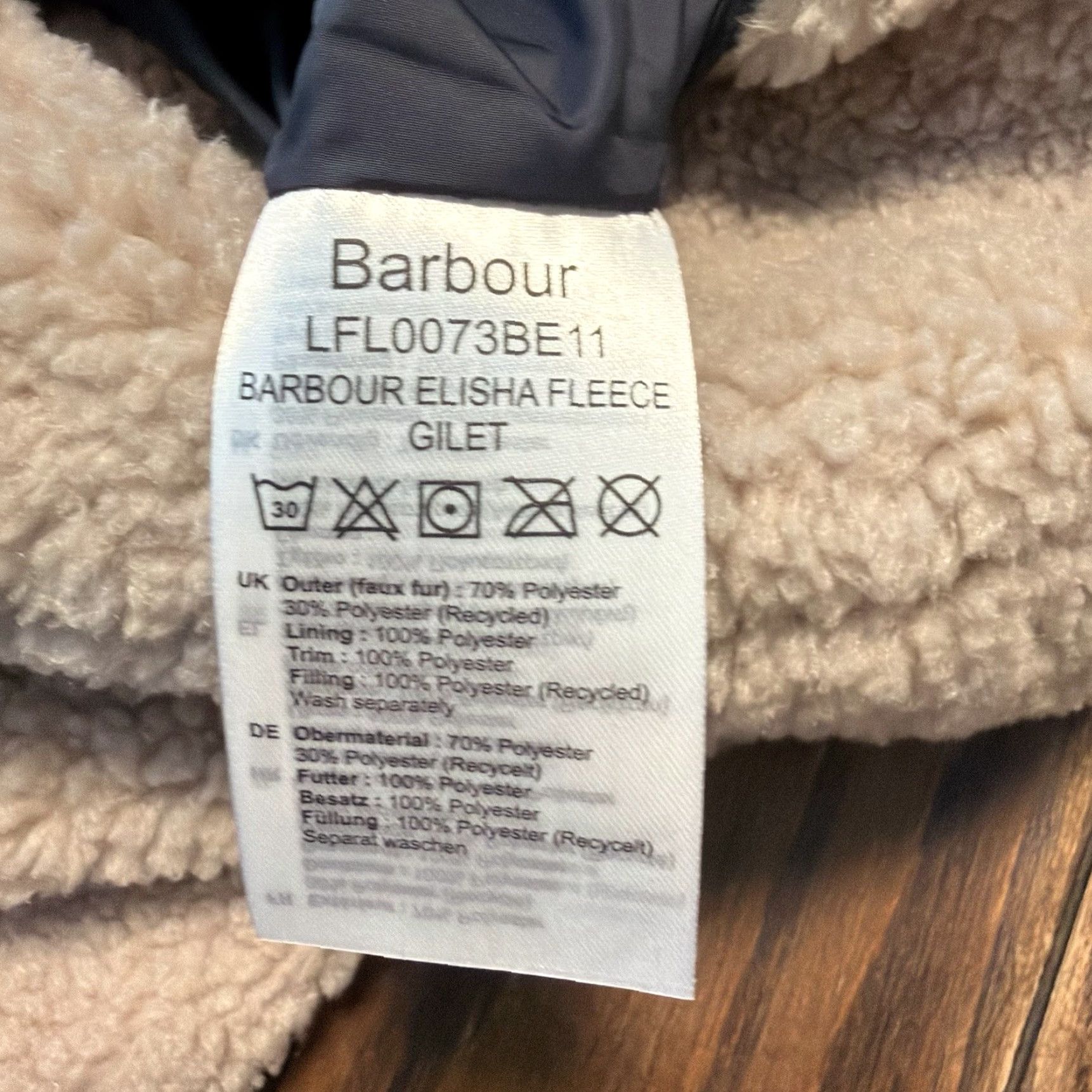 Barbour Barbour Barbour Elisha Fleece Vest Women’s 8 Beige Sherpa Quilted Zip Gilet LFL0073BE11 Size M / US 6-8 / IT 42-44 - 7 Thumbnail
