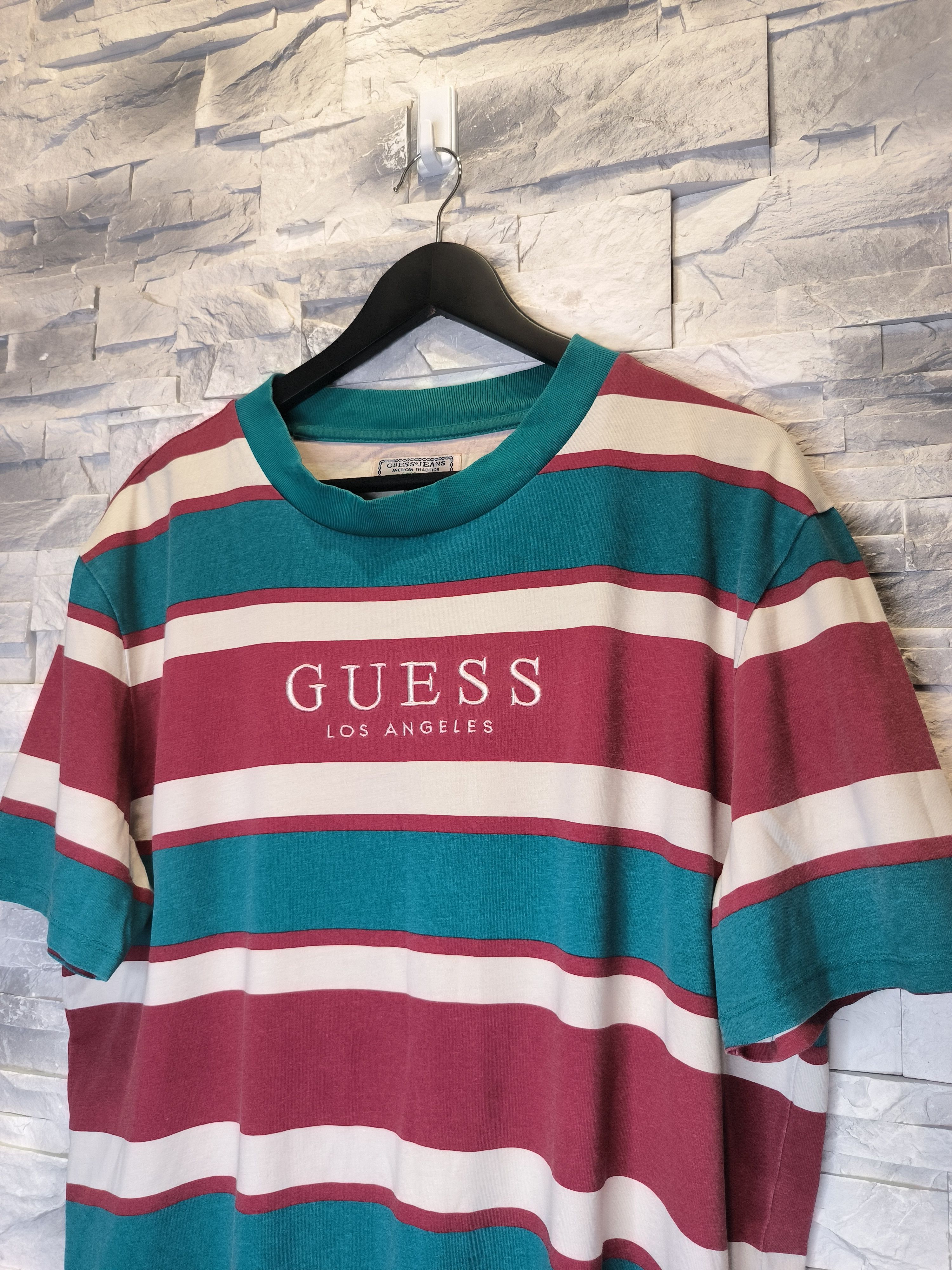 Guess Guess Los Angeles Vintage T-Shirt Striped Logo Size US M / EU 48-50 / 2 - 2 Thumbnail