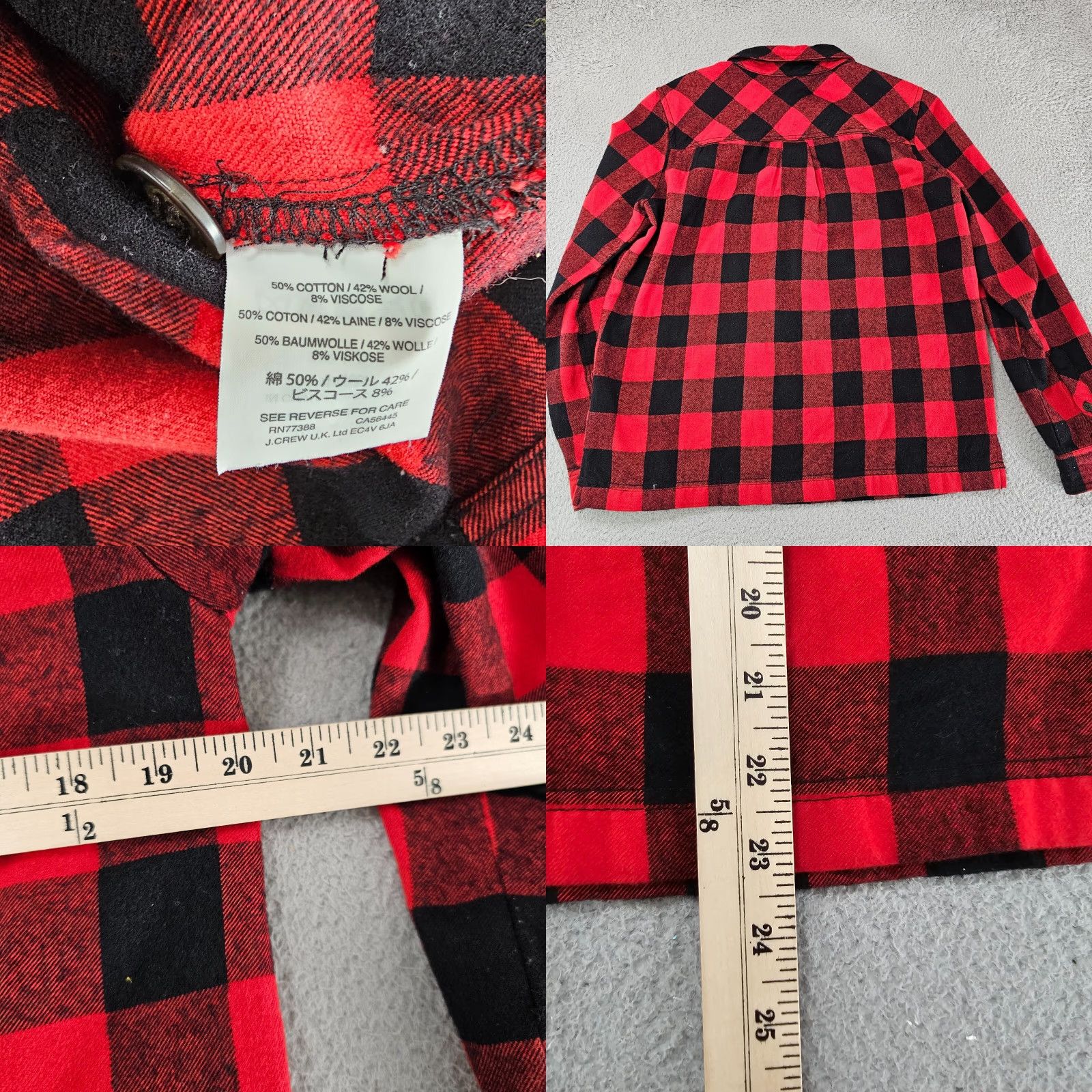 J.Crew J. Crew Sweater Womens XS Red Plaid 1/2 Button Pullover Shacket Pockets Buttoned Collar Knit Crew Cardigan Everyday Casual Workwear Fall Winter Size XS / US 0-2 / IT 36-38 - 8 Thumbnail