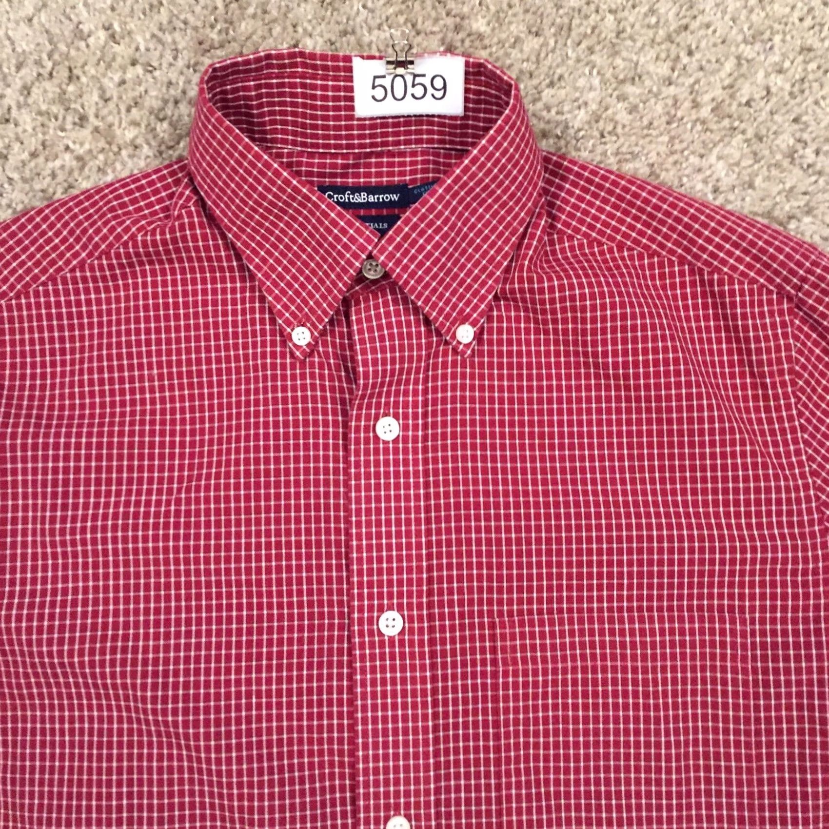 Croft & Barrow Croft & Barrow Shirt Mens 15 Red Plaid Long Sleeve Button Up Size US M / EU 48-50 / 2 - 3 Thumbnail