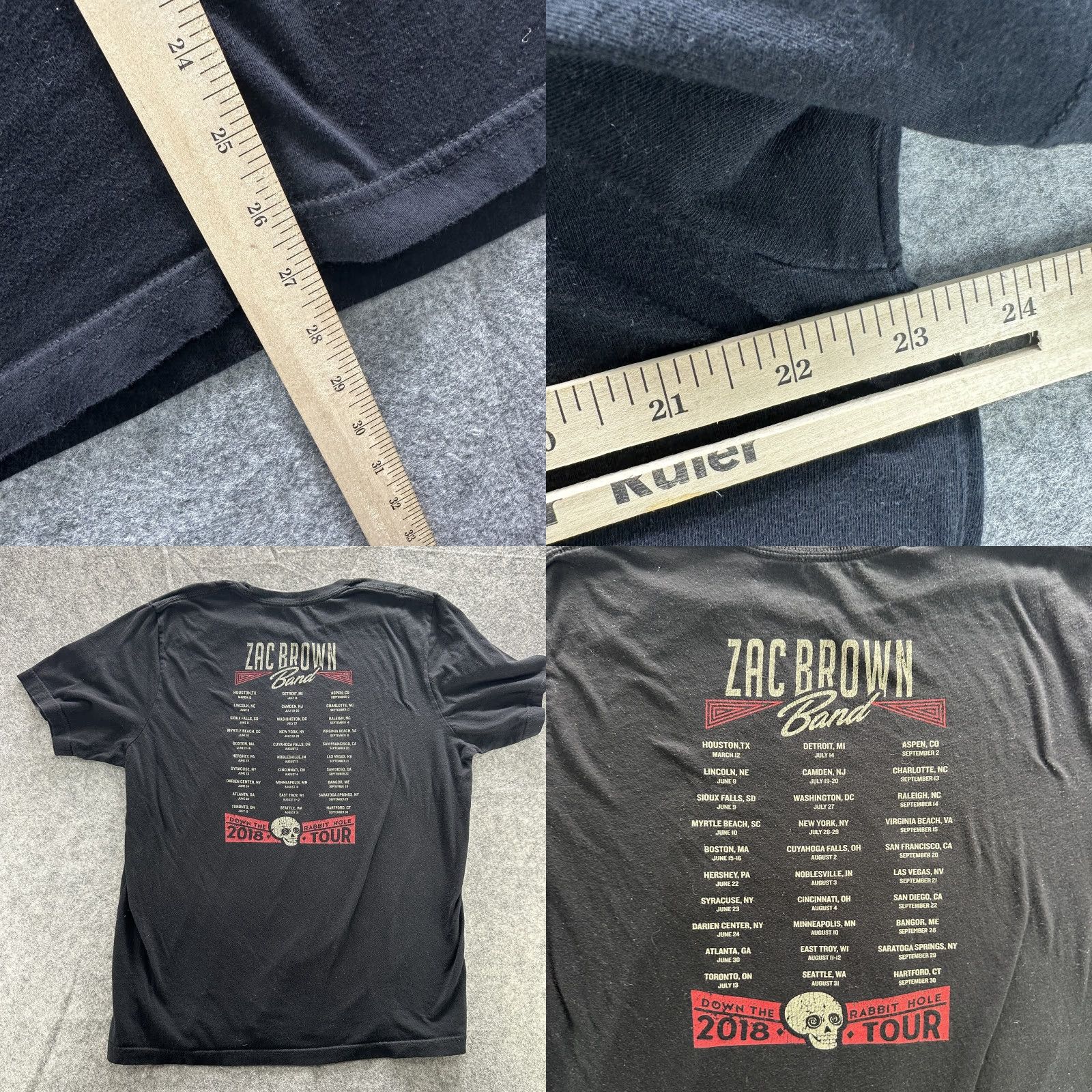Vintage Zac Brown Band Shirt Mens XL Black 2018 Down The Rabbit Hole Tour Concert Tee Shirt Mens XL Black Graphic Print Zac Brown Band Tour 2018 Womens/Mens? Size US XL / EU 56 / 4 - 8 Thumbnail