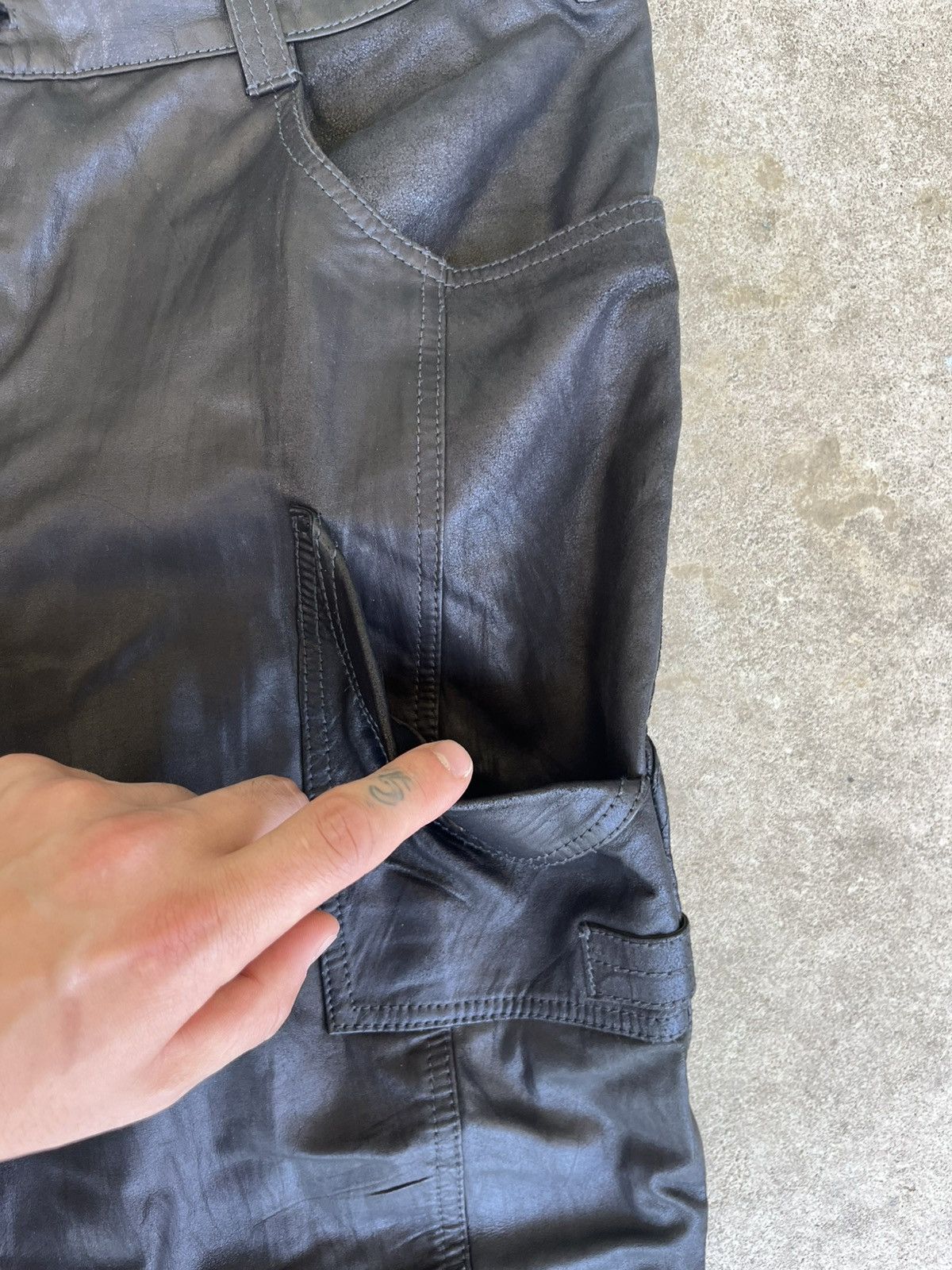 Genuine Leather Cropped 3/4 Leather Pants Techno Rave Size US 33 - 3 Thumbnail