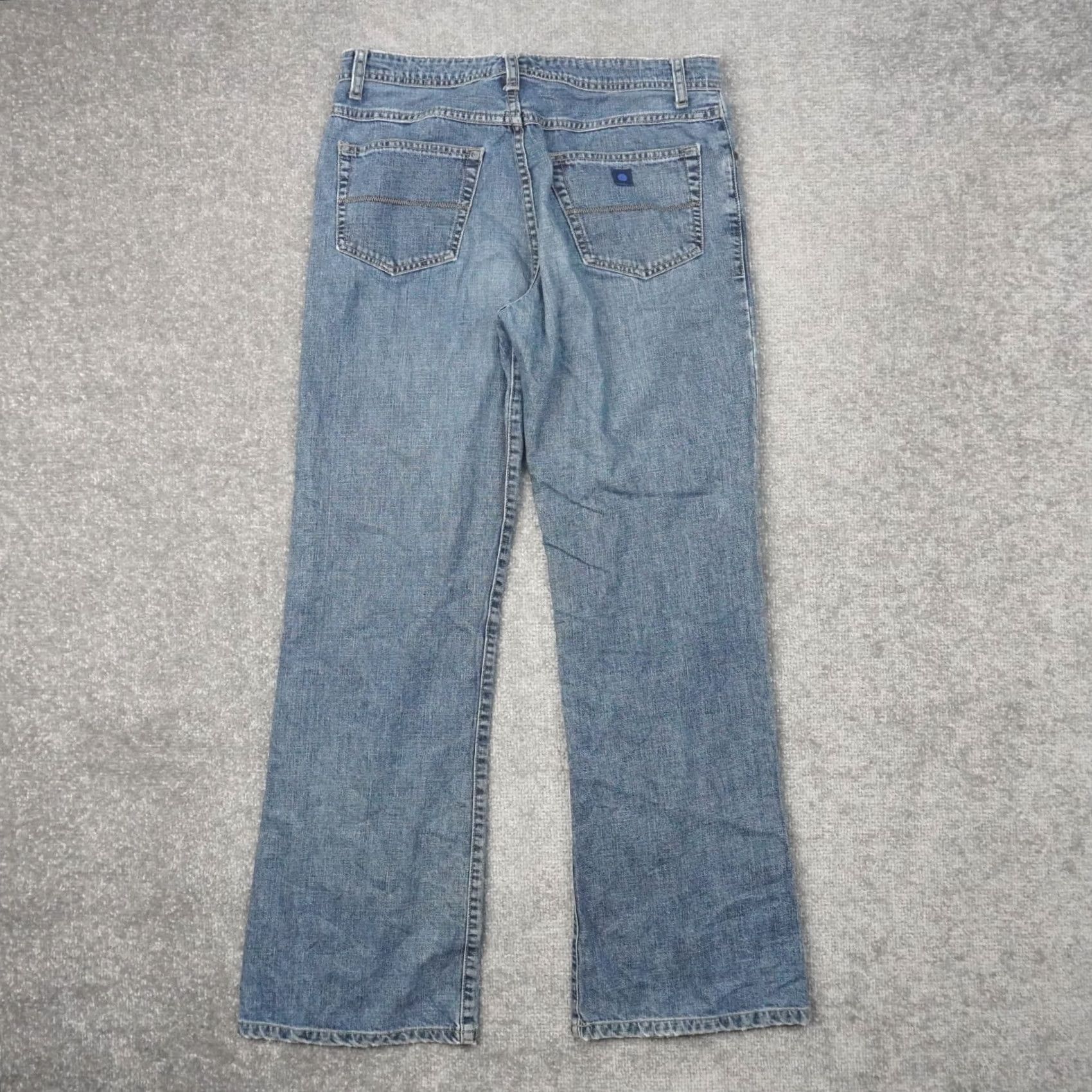 Denime VINTAGE Blue Dot Y2K Blue Jeans Flared 5-Pocket Denim Low Rise 32x30 Womens Medium Wash Size 24" / US 00 / IT 34 - 2 Thumbnail