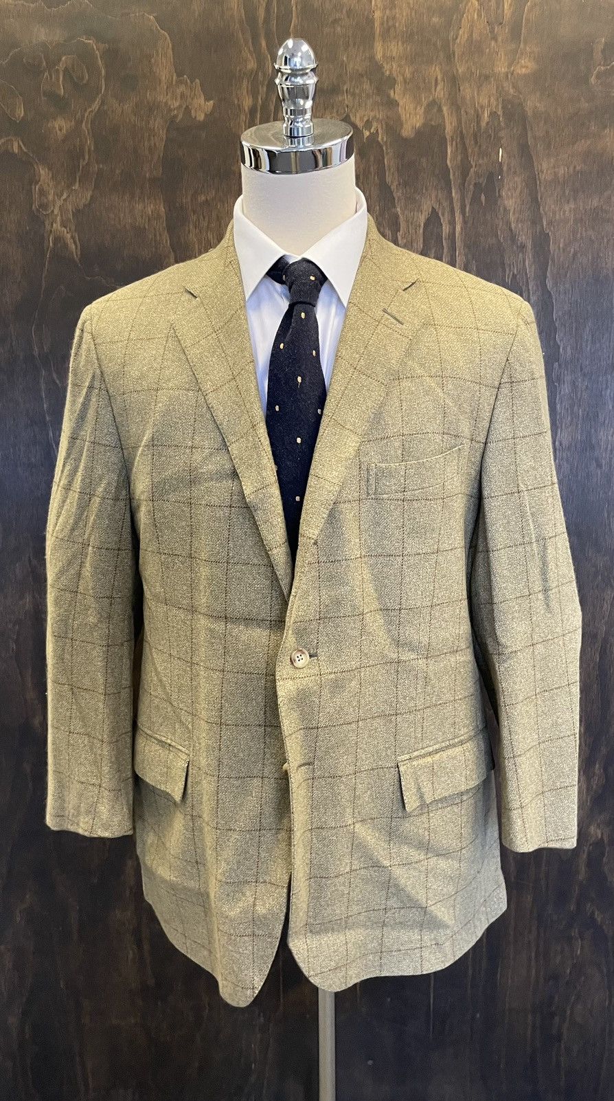 Polo Ralph Lauren × Vintage Windowpane Check Cashmere Jacket Size 46R - 1 Thumbnail