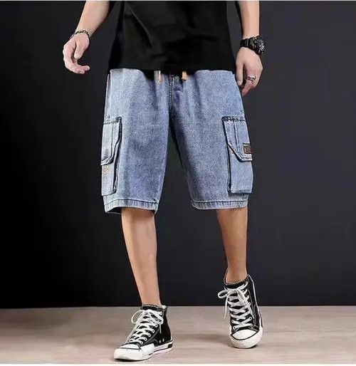 VIBE Street Hip Hop Vintage Loose Fit Denim Shorts Size US 32 / EU 48 - 7 Thumbnail