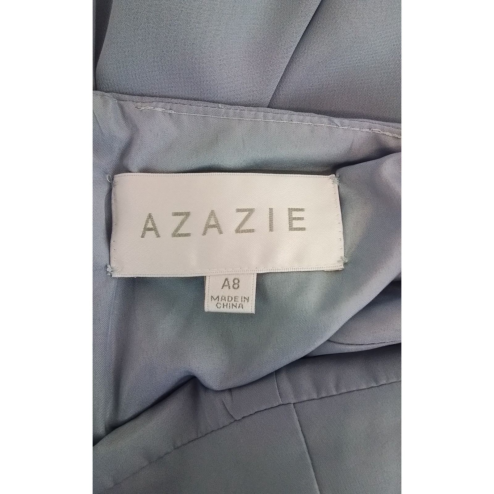 Other Azazie Ruffle Formal A-Line Dress Women's 8 Blue Bridesmaid Size M / US 6-8 / IT 42-44 - 8 Thumbnail