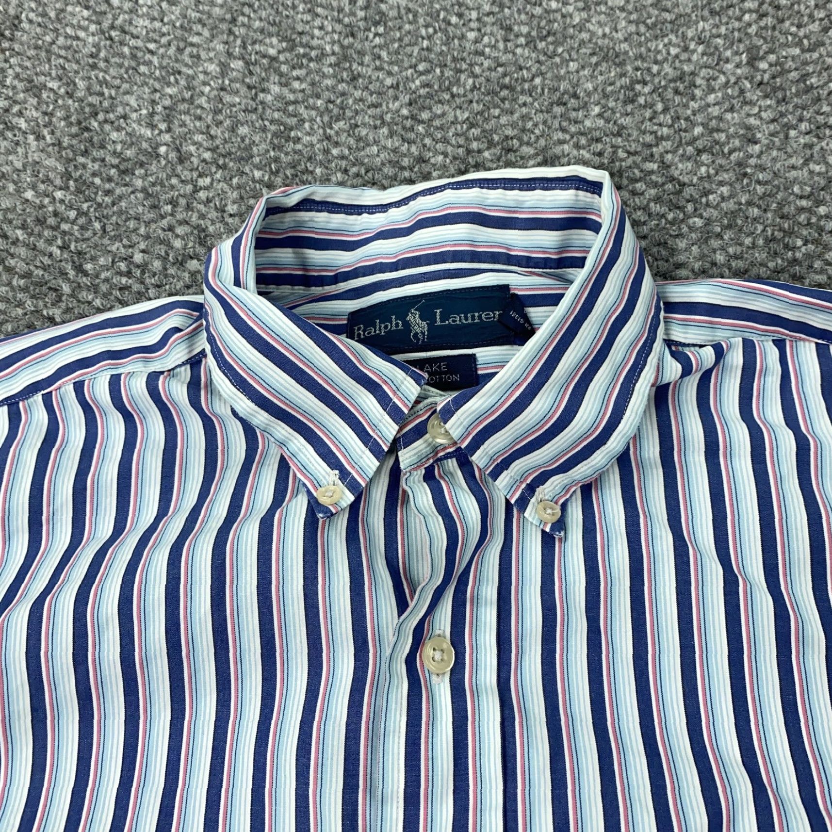 Ralph Lauren VINTAGE Ralph Lauren Shirt Mens Large Blue White Striped 90s Preppy Button-Down Collared Polo Pony Size US L / EU 52-54 / 3 - 3 Thumbnail