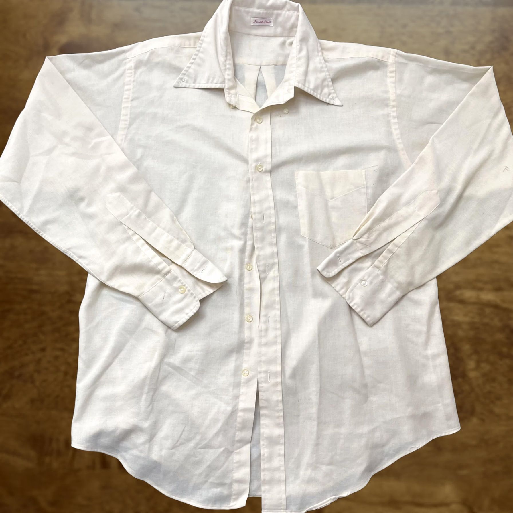Vintage VINTAGE Durable Press Dress Shirt Mens XL White Wrinkle Resistant Long Sleeve 70s Business Formal Size 46R - 1 Thumbnail
