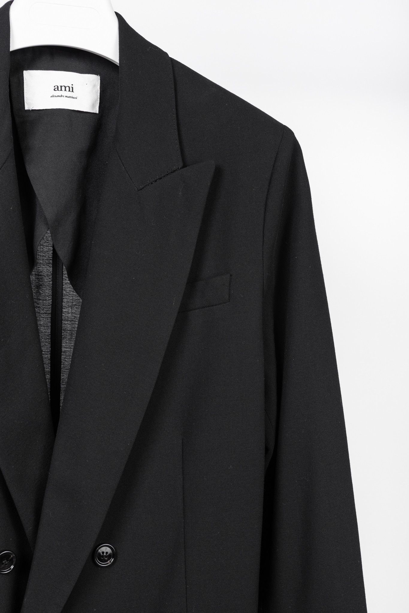 AMI AMI Black Wool Gabardine Double-Breasted Coat Size L / US 10 / IT 46 - 5 Thumbnail