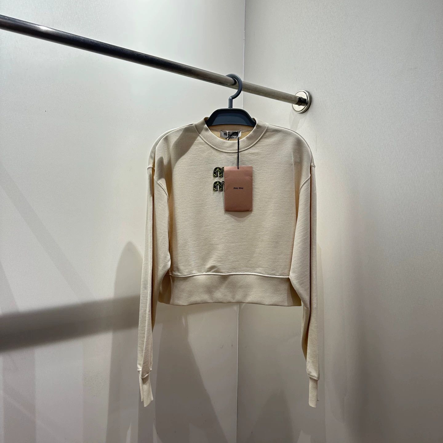 Miu Miu MIU MIU crystal logo long sleeve sweatshirt XS Size XS / US 0-2 / IT 36-38 - 1 Thumbnail