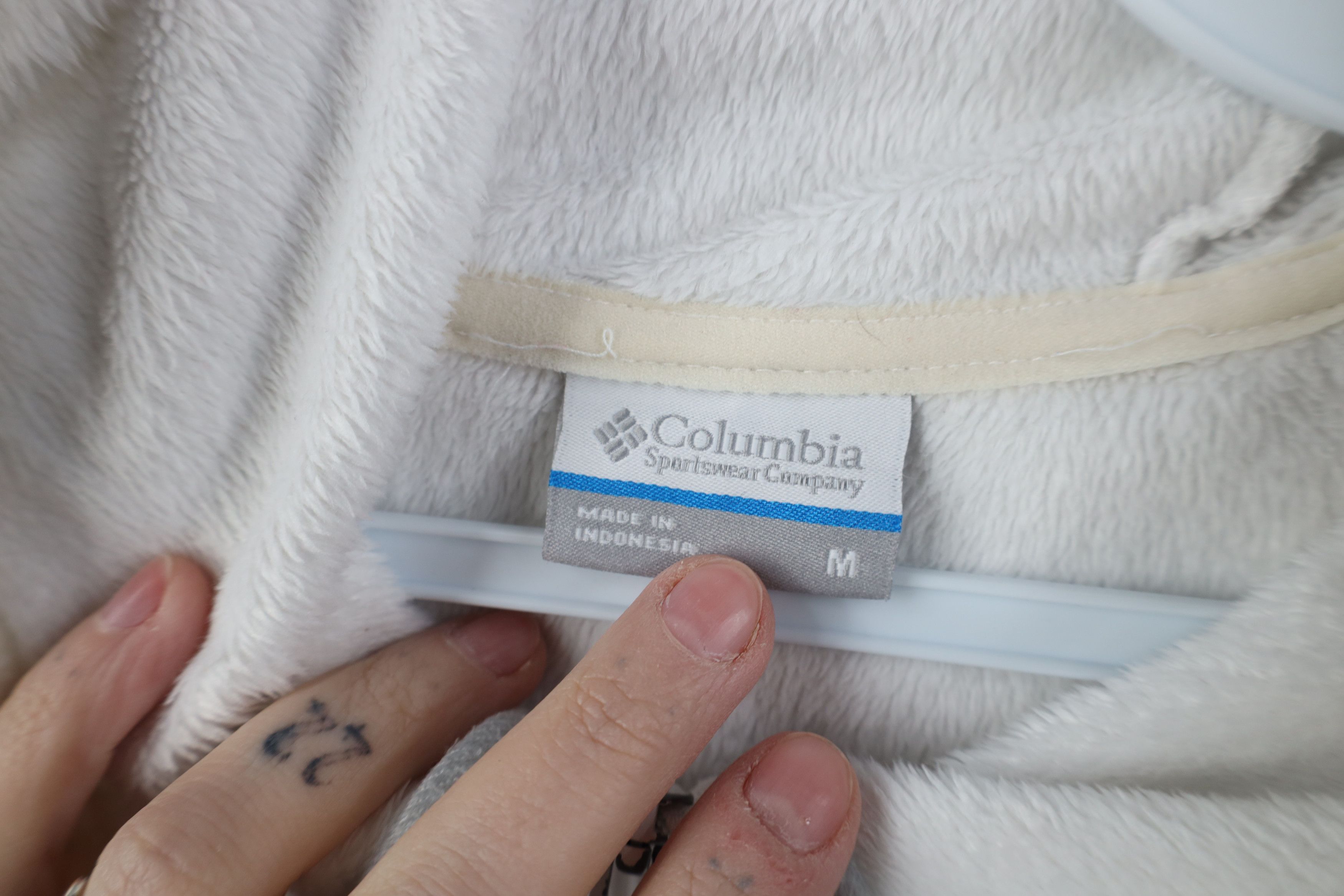 Columbia Vintage Y2K Columbia Fleece Full Zip Hooded Jacket White Size M / US 6-8 / IT 42-44 - 9 Thumbnail