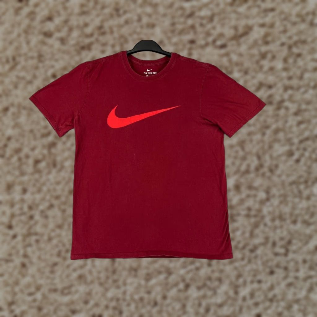Nike Nike Shirt Mens Medium Red Swoosh Short Sleeve Crew Neck Cotton Blend Athletic - Logo, Outdoor, Sports, Retro - Nike Mens M Red Shirt Size US M / EU 48-50 / 2 - 1 Thumbnail