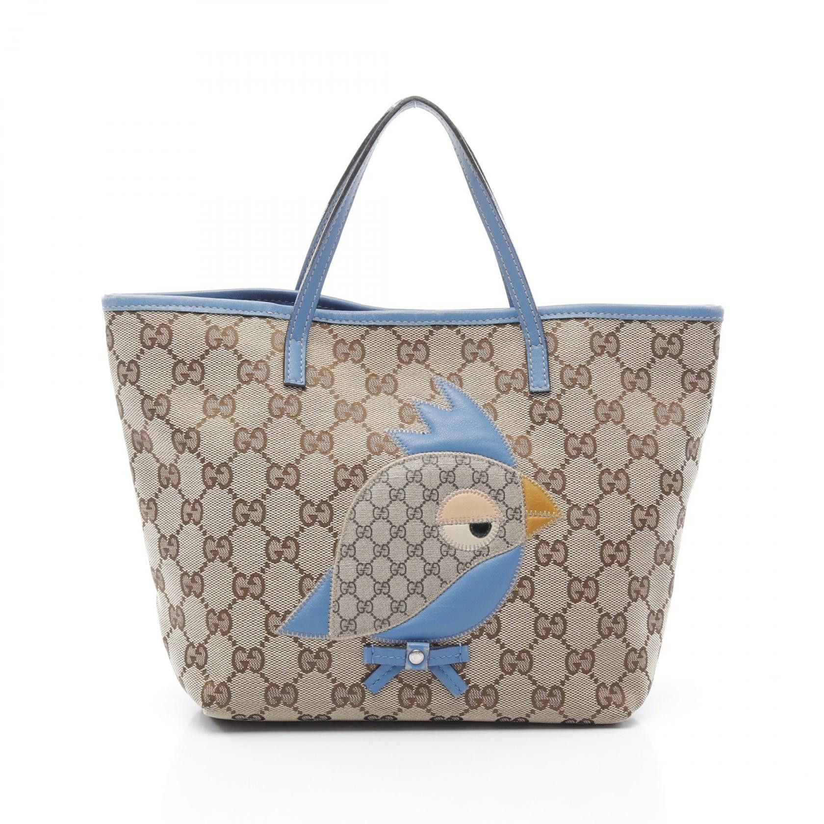 Gucci Gucci Children's Zoo Papagallo GG Canvas Tote Bag Canvas Pvc Coated Canvas Leather Tote Bag Canvas Tote Bag 271101 in Beige, Women's