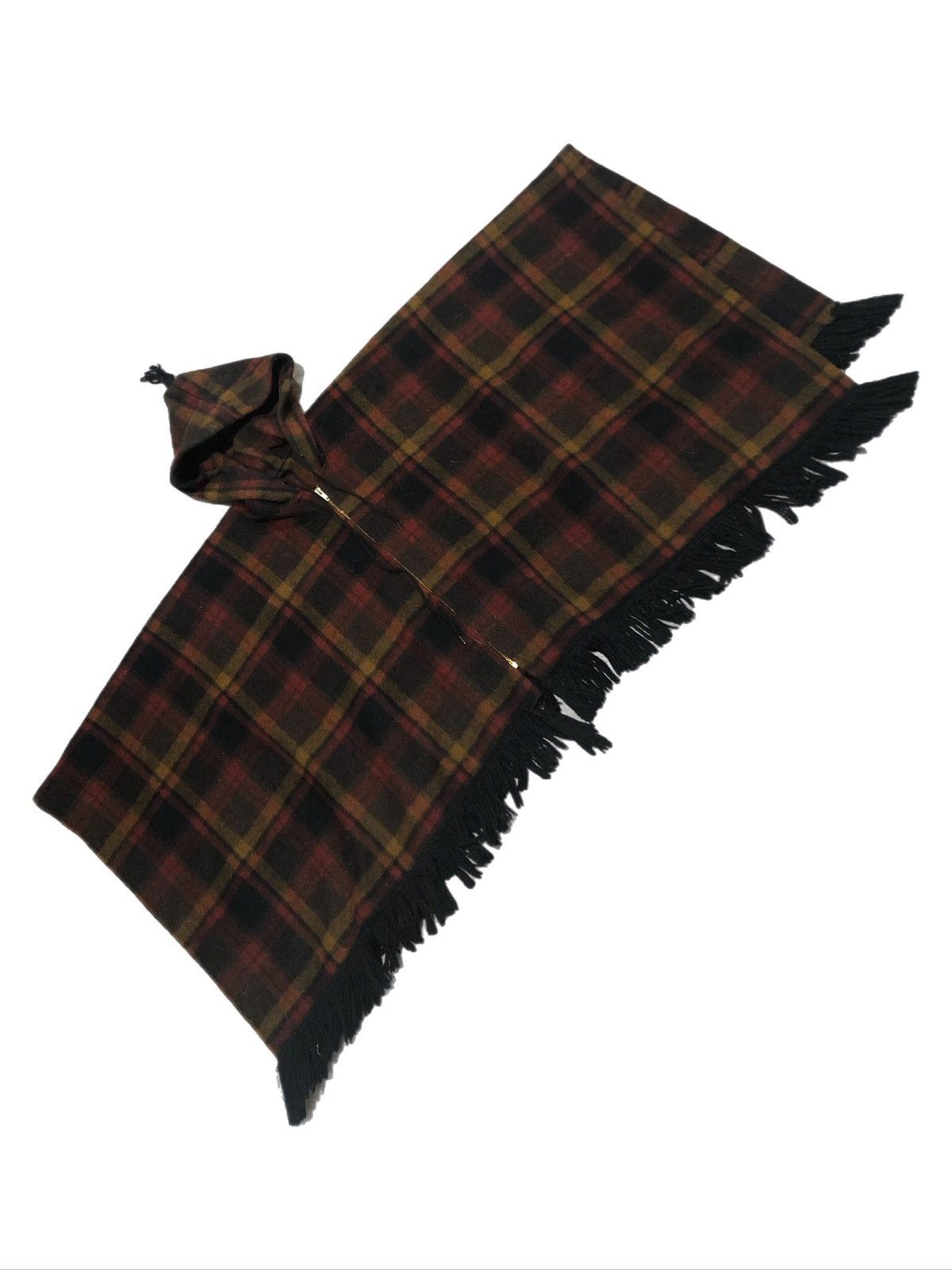 Vintage Vtg 70s Wool Hooded Plaid Poncho Size ONE SIZE - 1 Thumbnail