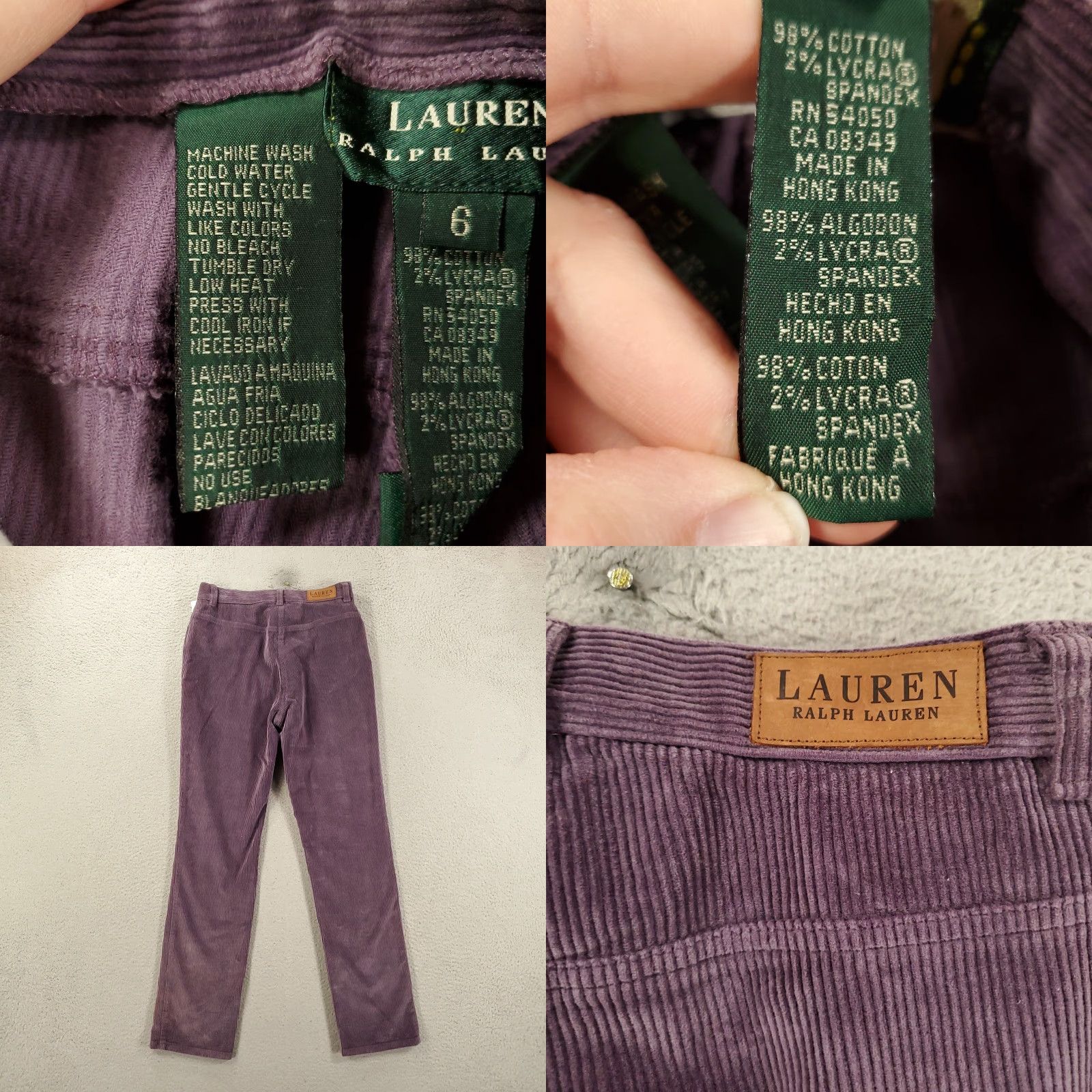 Ralph Lauren VINTAGE? New Ralph Lauren Corduroy Pants Womens 6 Purple Classic Straight NWT LRL Size 28" / US 6 / IT 42 - 8 Thumbnail