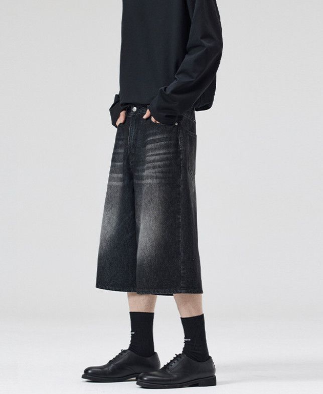 Japanese Brand American baggy men's straight-leg wide-leg denim shorts Size US 32 / EU 48 - 3 Thumbnail