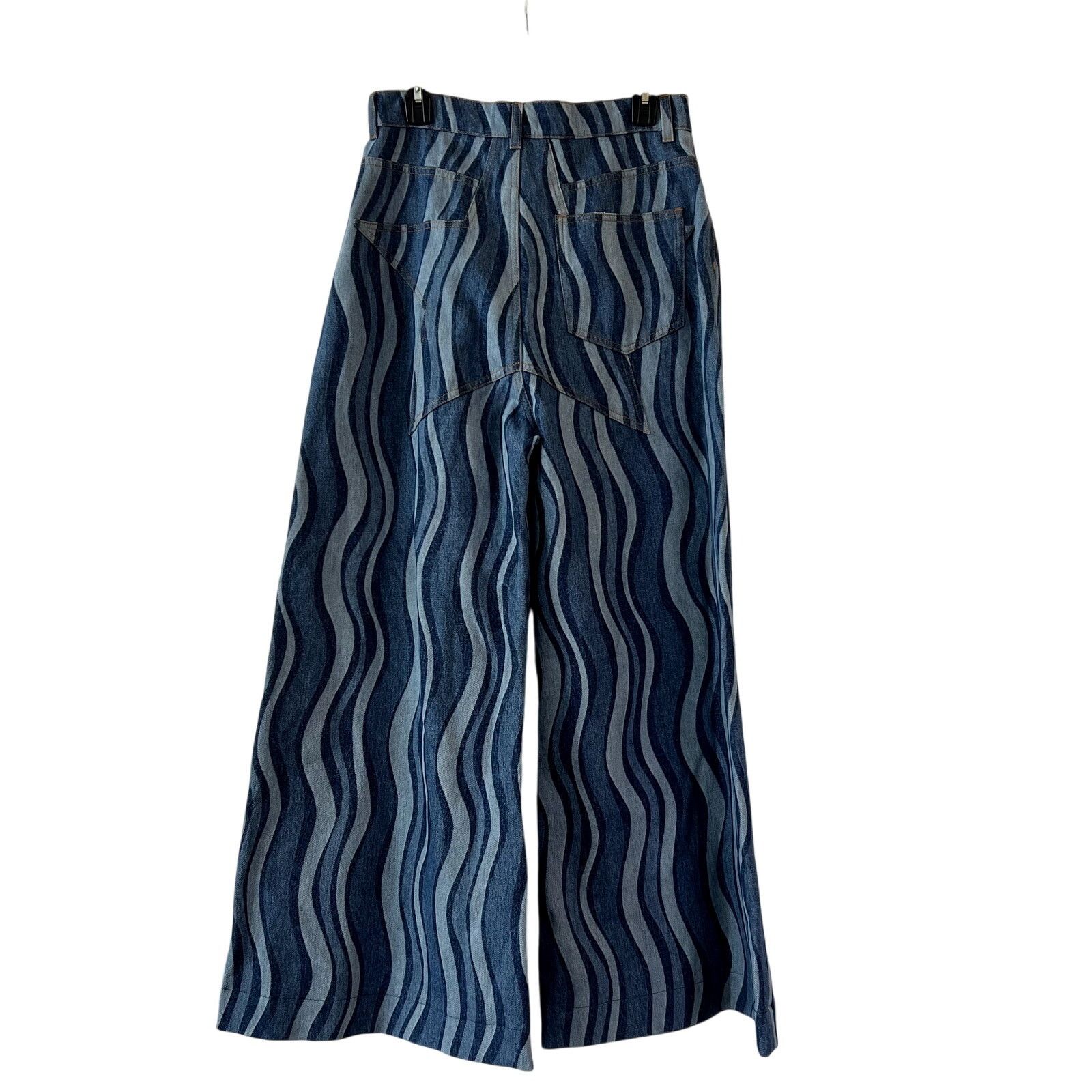 Area AREA Sunray High-Rise Wide-Leg Jeans Blue Print Size 31 Size 31" - 4 Thumbnail