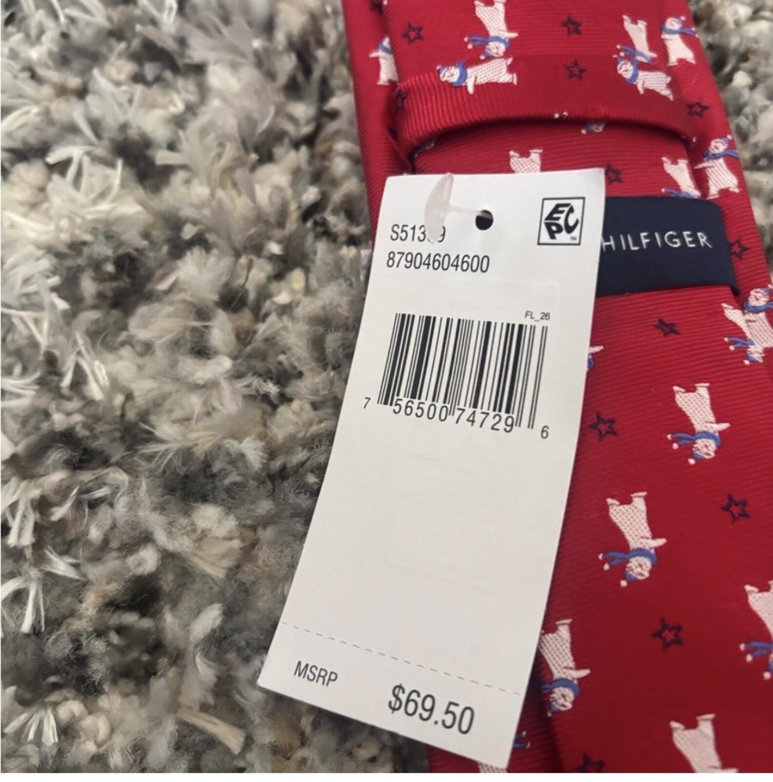 Tommy Hilfiger ( Tommy Hilfiger) Festive Red Tie with Snowman Design Size ONE SIZE - 6 Thumbnail