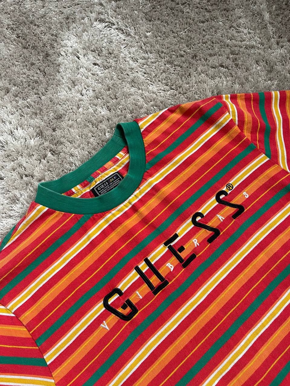 Guess × J Balvin × Vintage GUESS x J Balvin T-Shirt Orange Green Stripe Embroidered Size US S / EU 44-46 / 1 - 3 Thumbnail