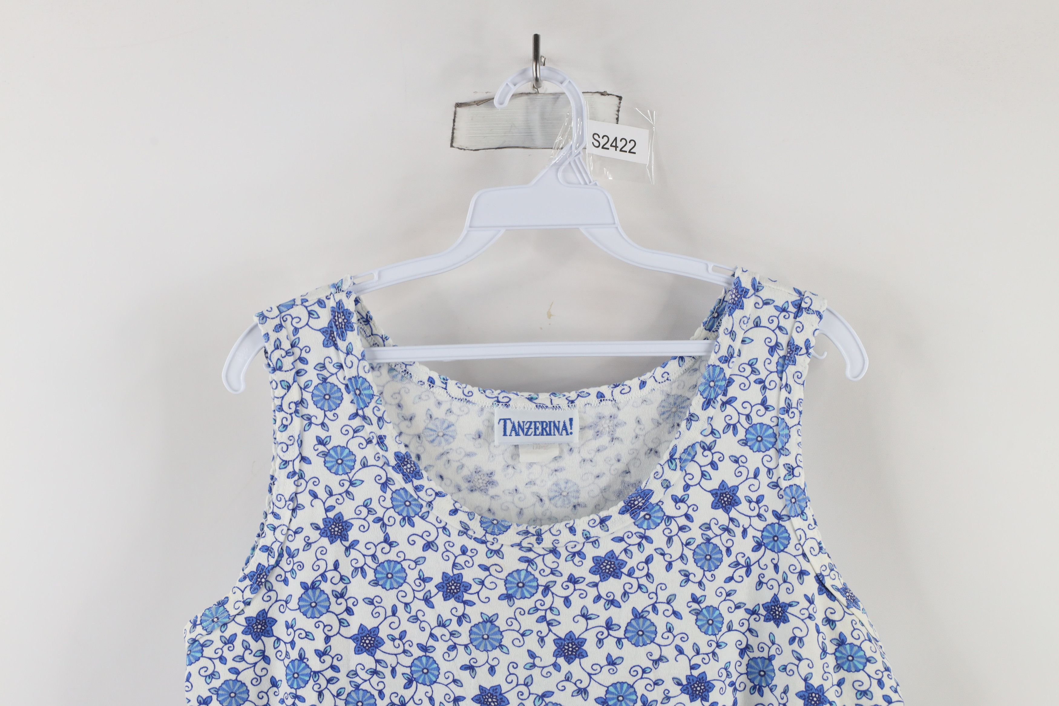 Vintage Vintage 90s Y2K Babydoll Floral Knit Tank Top T-Shirt USA Size L / US 10 / IT 46 - 2 Thumbnail