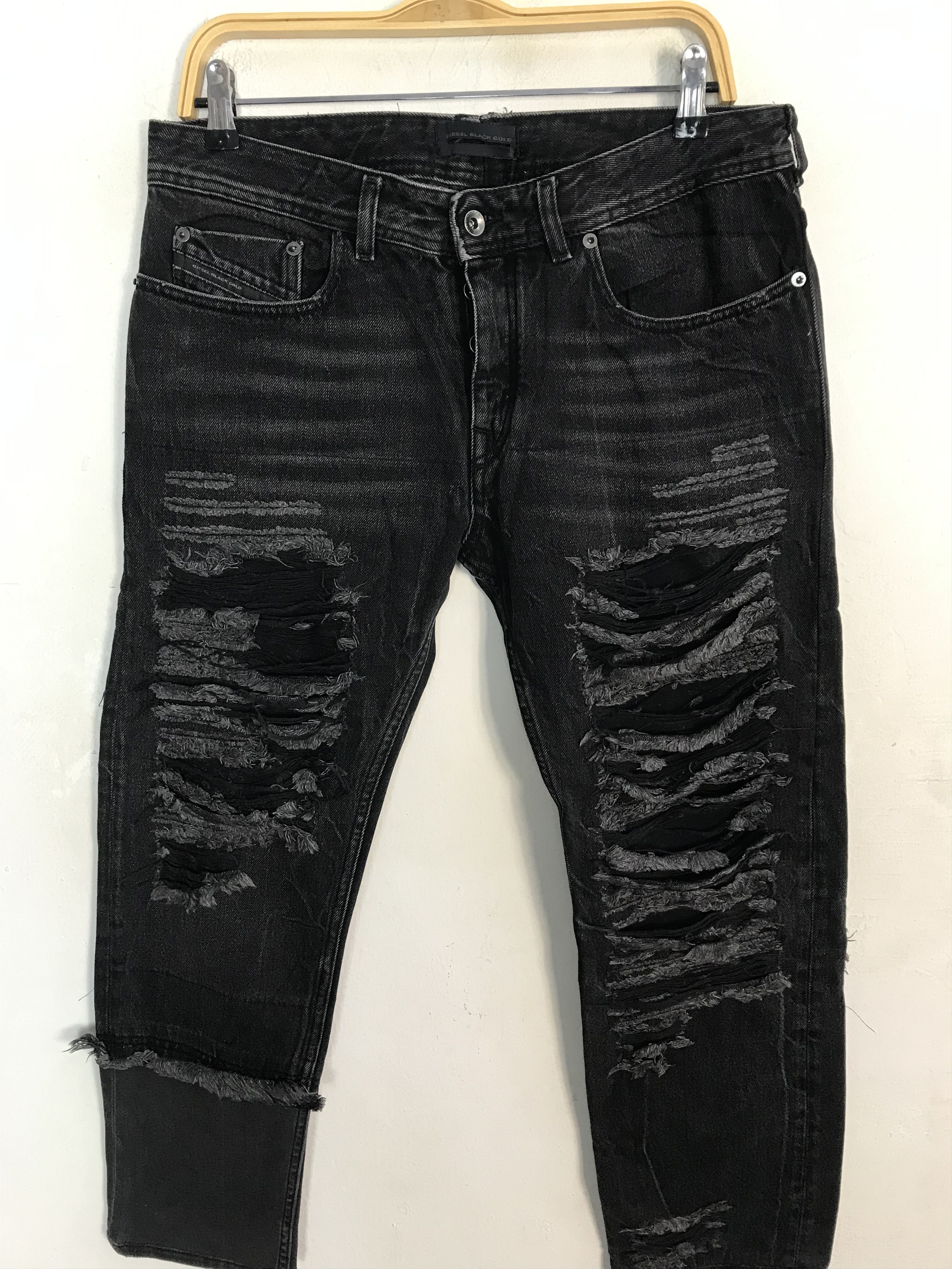 Diesel Diesel Black Gold Denim Black Distressed Denim Skinny Cut Size US 34 / EU 50 - 3 Thumbnail