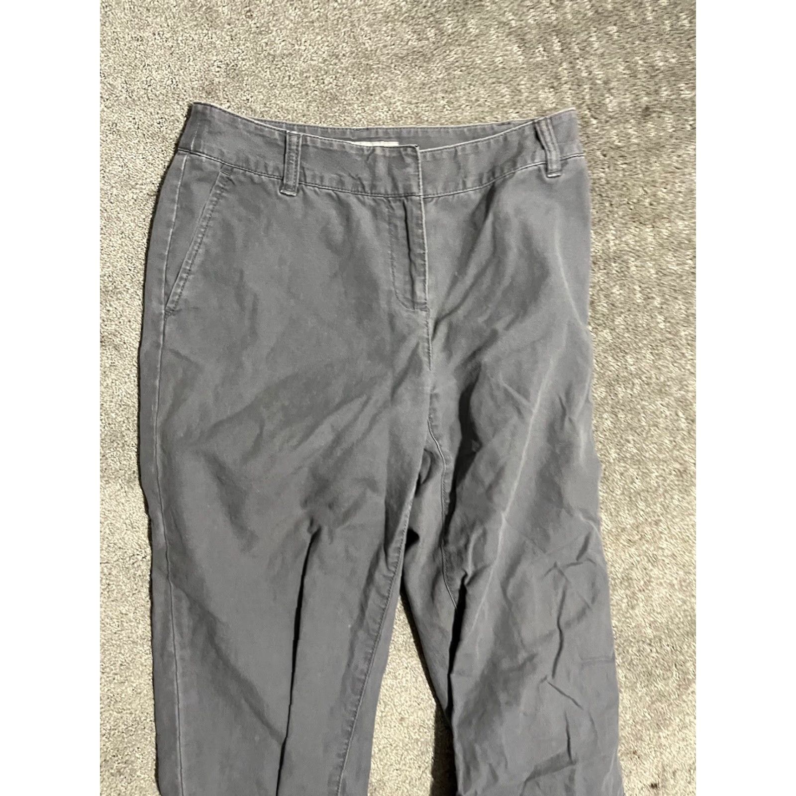 Liz Claiborne Liz Claiborne Pants Womens 4P Petite Gray 100% Cotton High Rise Chino Flat Front Straight Leg Mens/Womens Size 27" / US 4 / IT 40 - 2 Thumbnail