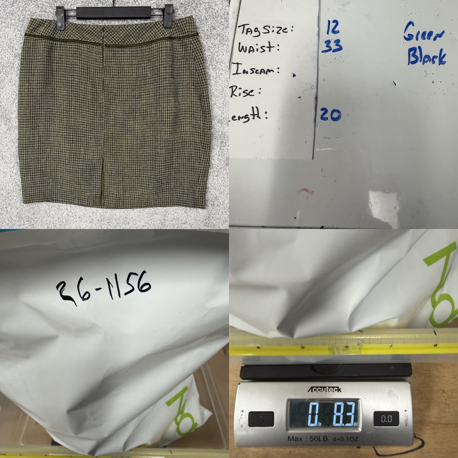 Vintage B Moss Skirt 12 Green Lined Tweed Office Workwear Classic Pencil Knee Length Womens Size 34" / US 12 / IT 48 - 8 Thumbnail