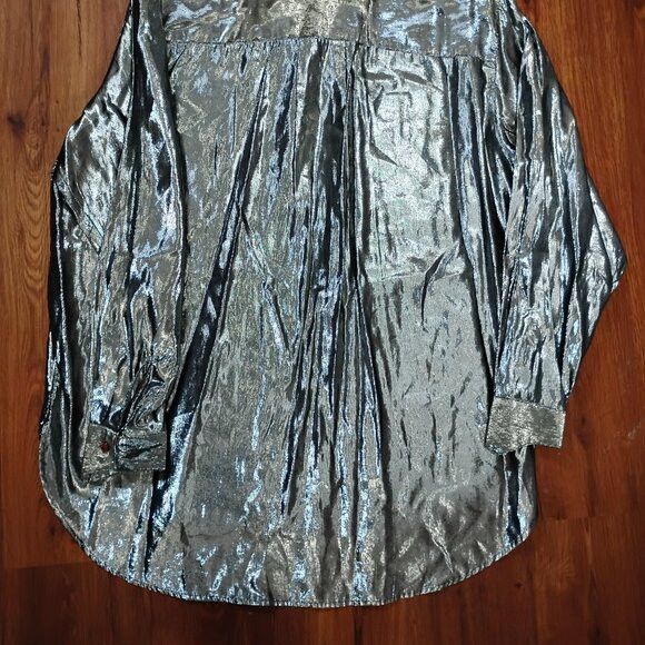 Other Vintage Year Of Silver Metallic Long Sleeve Button Shirt Size US L / EU 52-54 / 3 - 5 Thumbnail