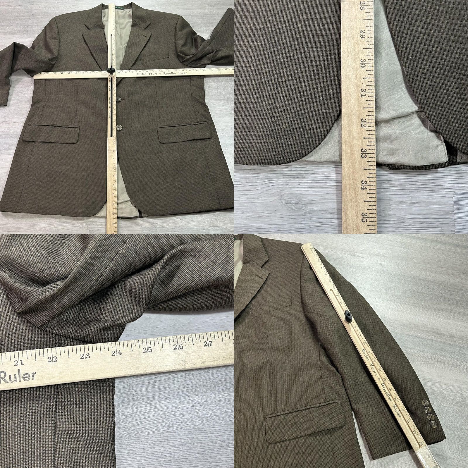 Ralph Lauren Lauren Ralph Lauren Suit Mens 48 Wool Cashmere Brown Check 2 Piece Jacket Trousers Business Formal Wedding Mens Size 48R - 8 Thumbnail