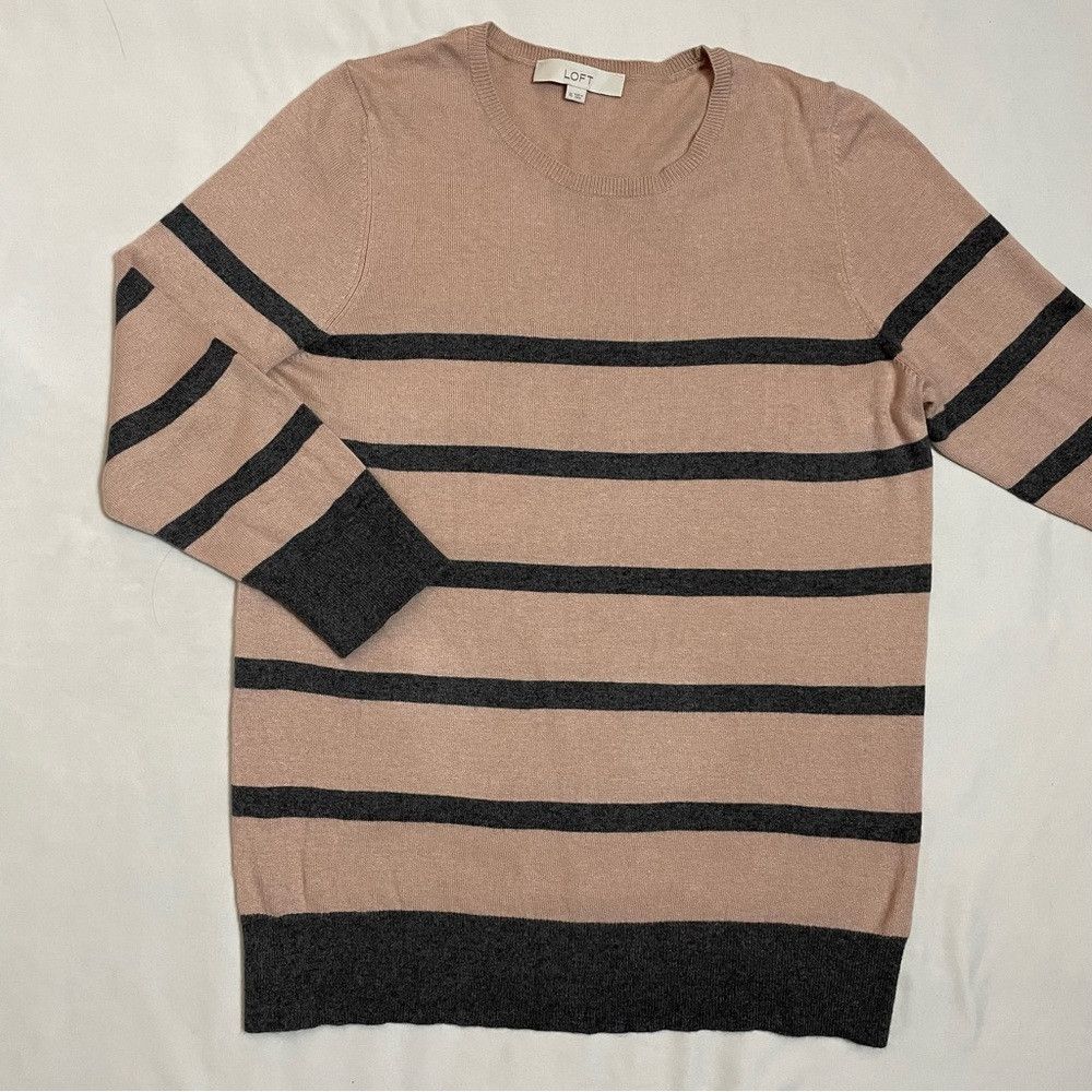Loft Loft Beige Grey Stripes Soft Sweater Size XL Size XL / US 12-14 / IT 48-50 - 7 Thumbnail
