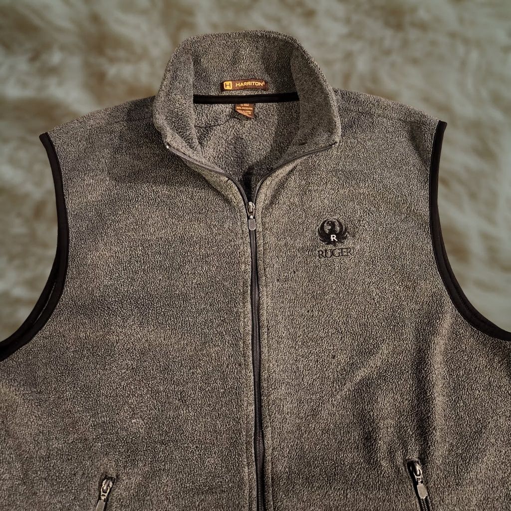 Logo 7 VINTAGE Ruger Firearms Fleece Vest Mens XL Gray Full Zip Embroidered Logo Size US XL / EU 56 / 4 - 1 Thumbnail