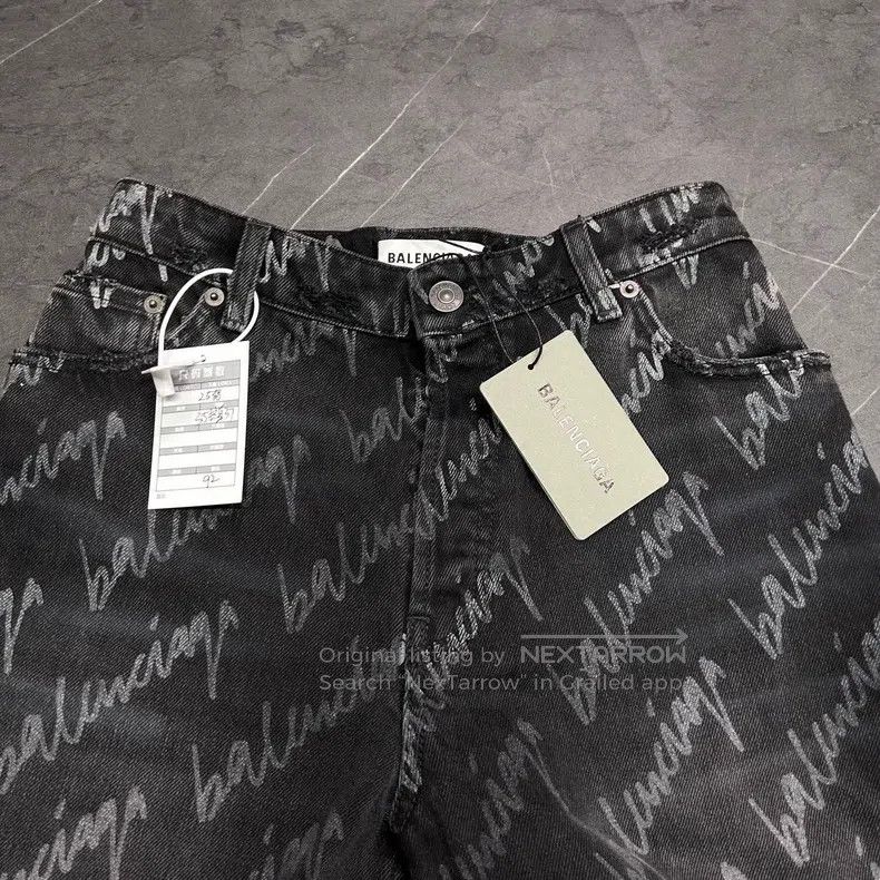 Balenciaga Balenciaga Cursive Letter Logo Bullet Screen Printed Denim Size US 27 - 4 Thumbnail