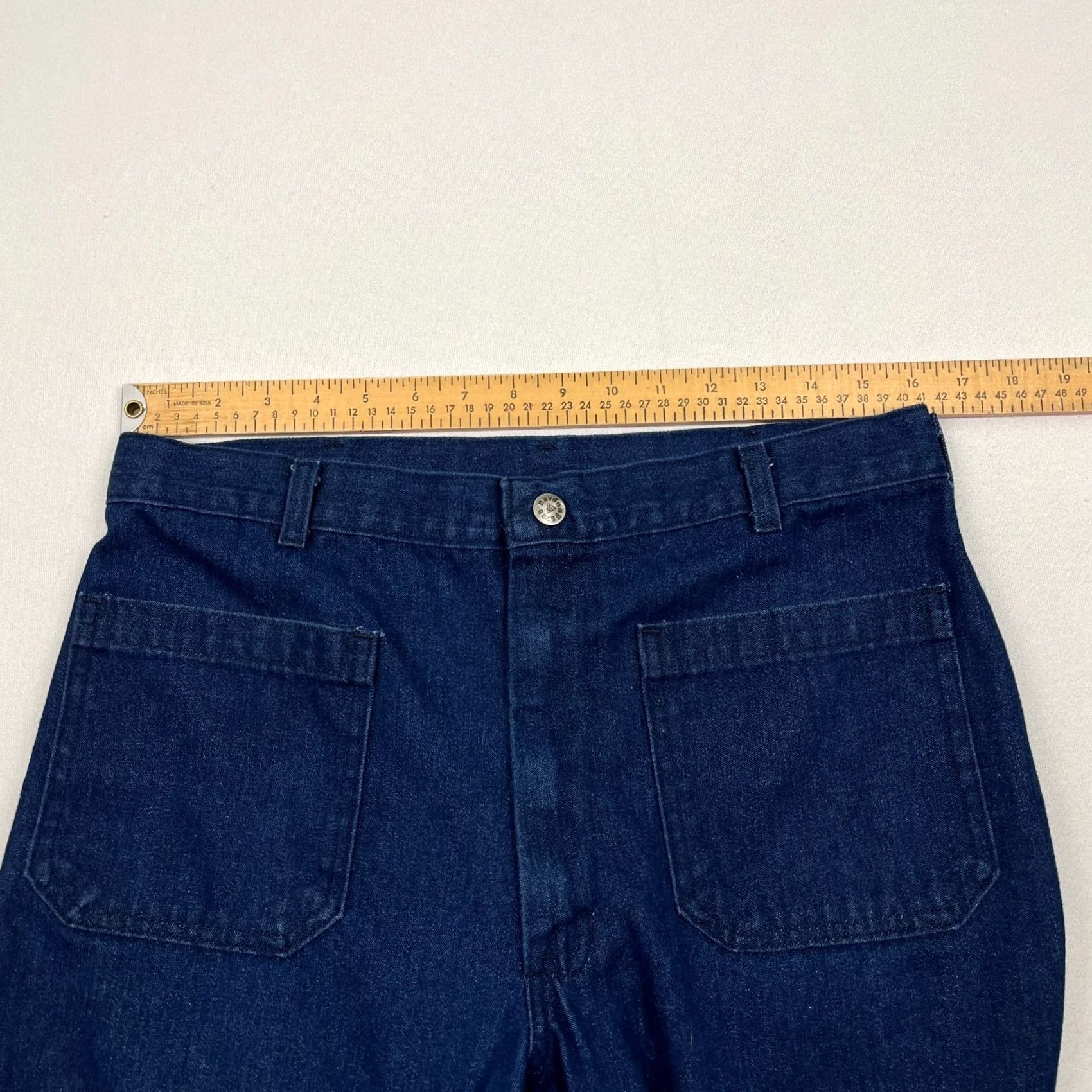 Bell VINTAGE Navdungarees Jeans Mens 32x34 Denim Utility Flared Bell 80s Navy Blue Size US 32 / EU 48 - 4 Thumbnail